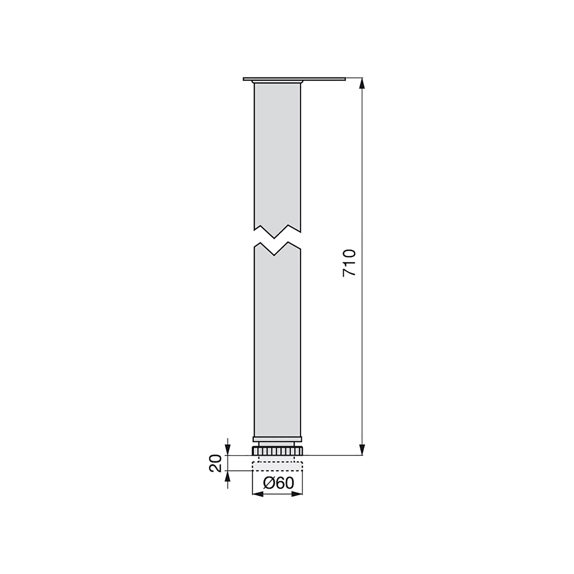Pernas para mesa, D. 60 mm, reguláveis 710 - 730 mm em aço 4 un. - Image 6