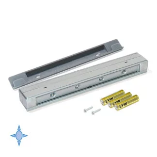 Luz LED a pilhas, para interior de gaveta, sensor de vibração, Luz branca fria, Plástico, Cinza metalizado