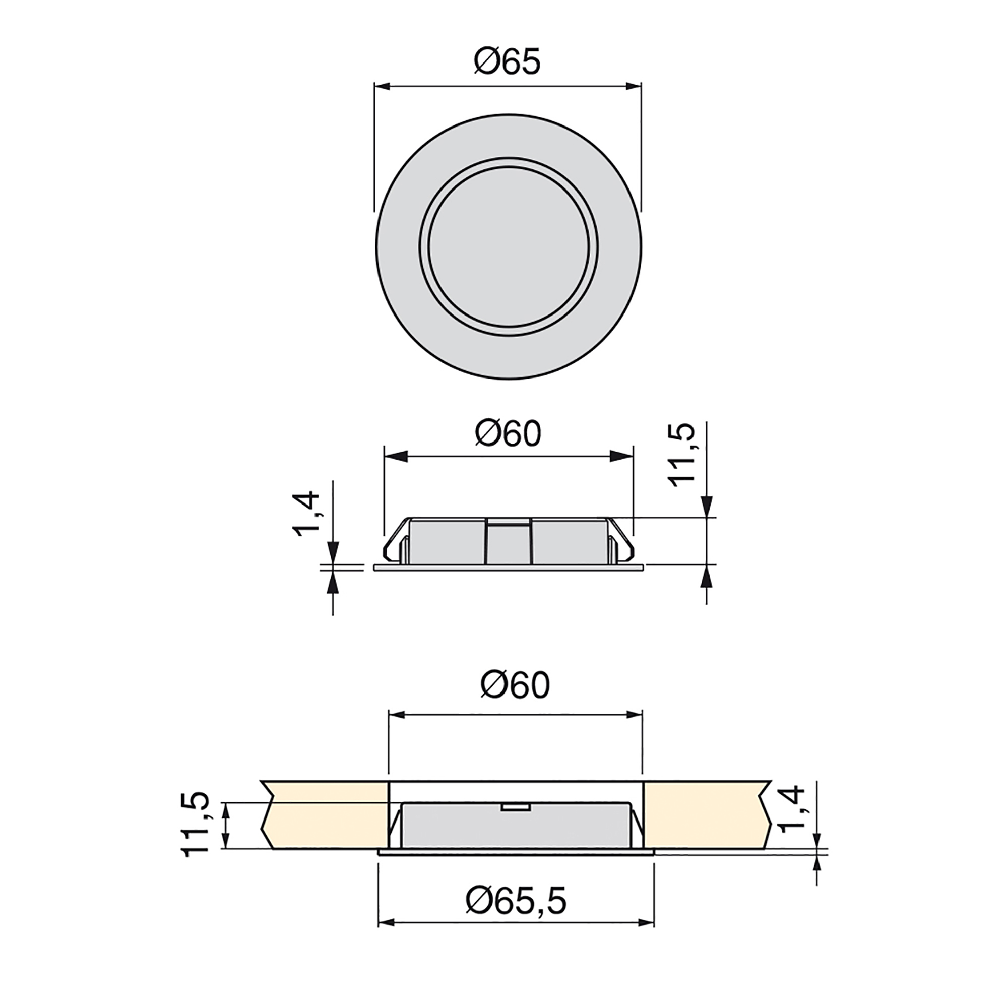 Foco LED, D. 65 mm, para encastrar, Luz branca natural, Plástico, Níquel satinado - Image 2