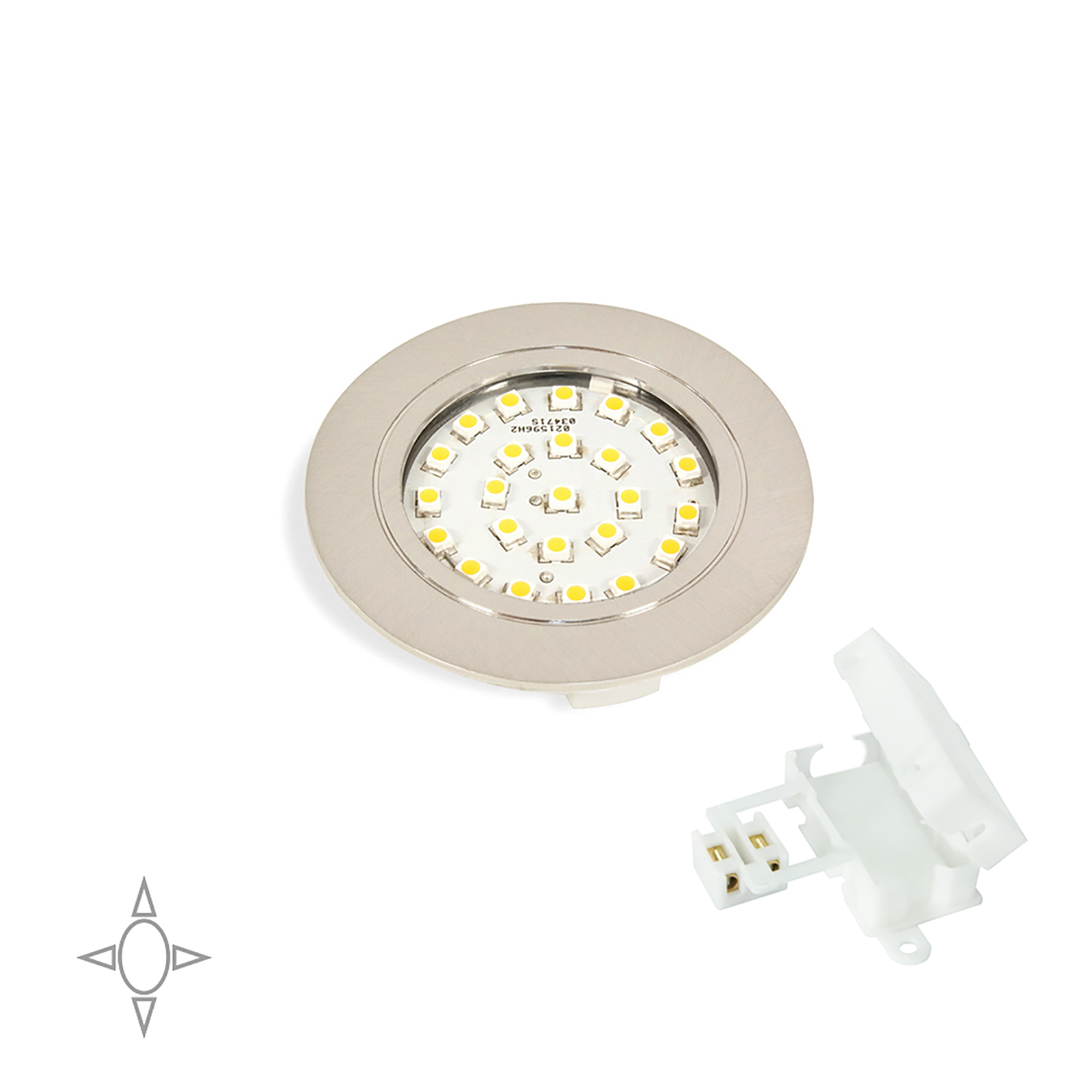 Foco LED, D. 65 mm, para encastrar, Luz branca natural, Plástico, Níquel satinado