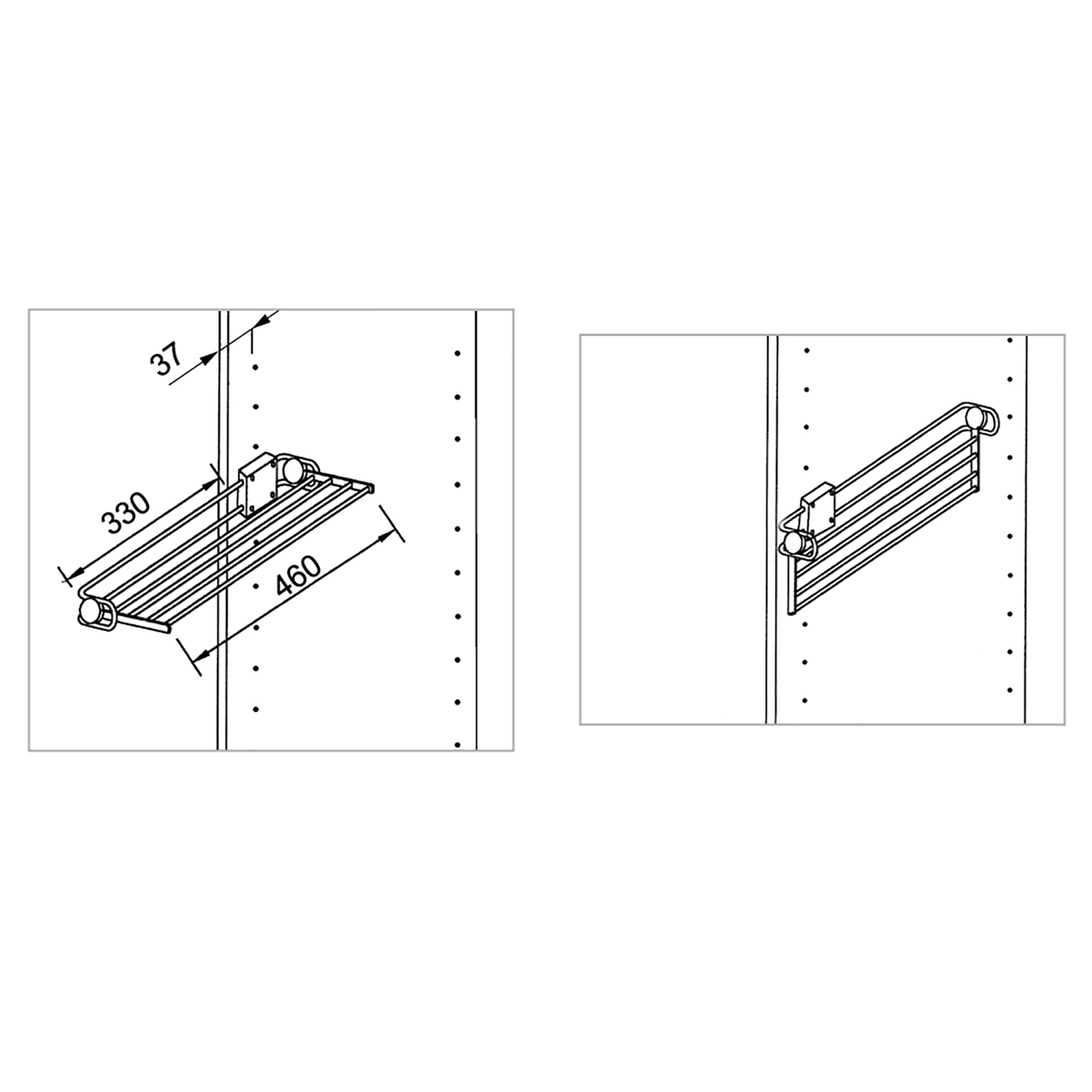 Porta-calças lateral extraível para roupeiro, 460 mm, Aço e plástico, Cinza metalizado - Image 4