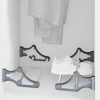 Sapateira para interior de roupeiro, regulável, 560-1000 mm, Aço e plástico, Cinza metalizado