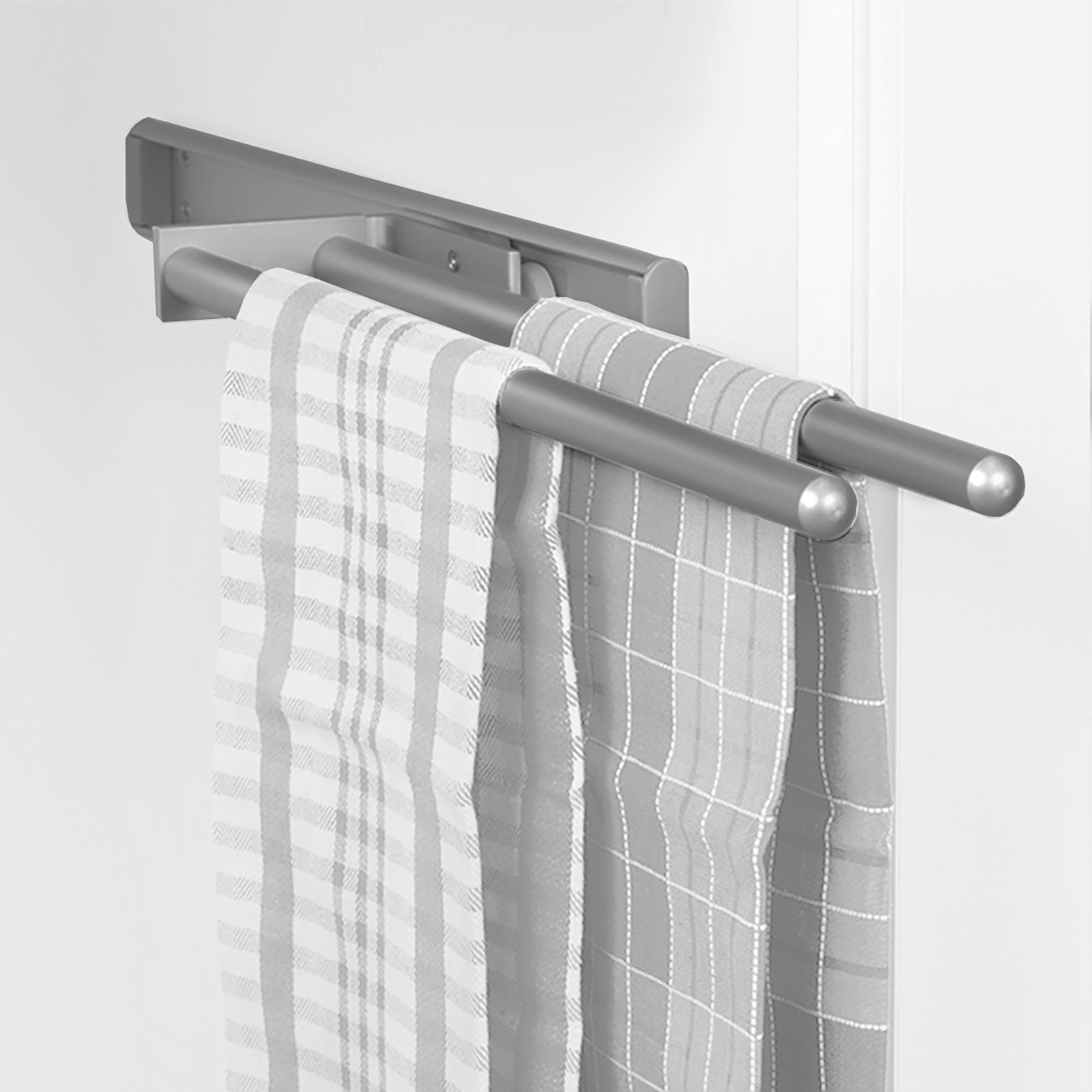 Toalheiro extensível, 2 braços, 310 mm, Alumínio, Anonizado mate