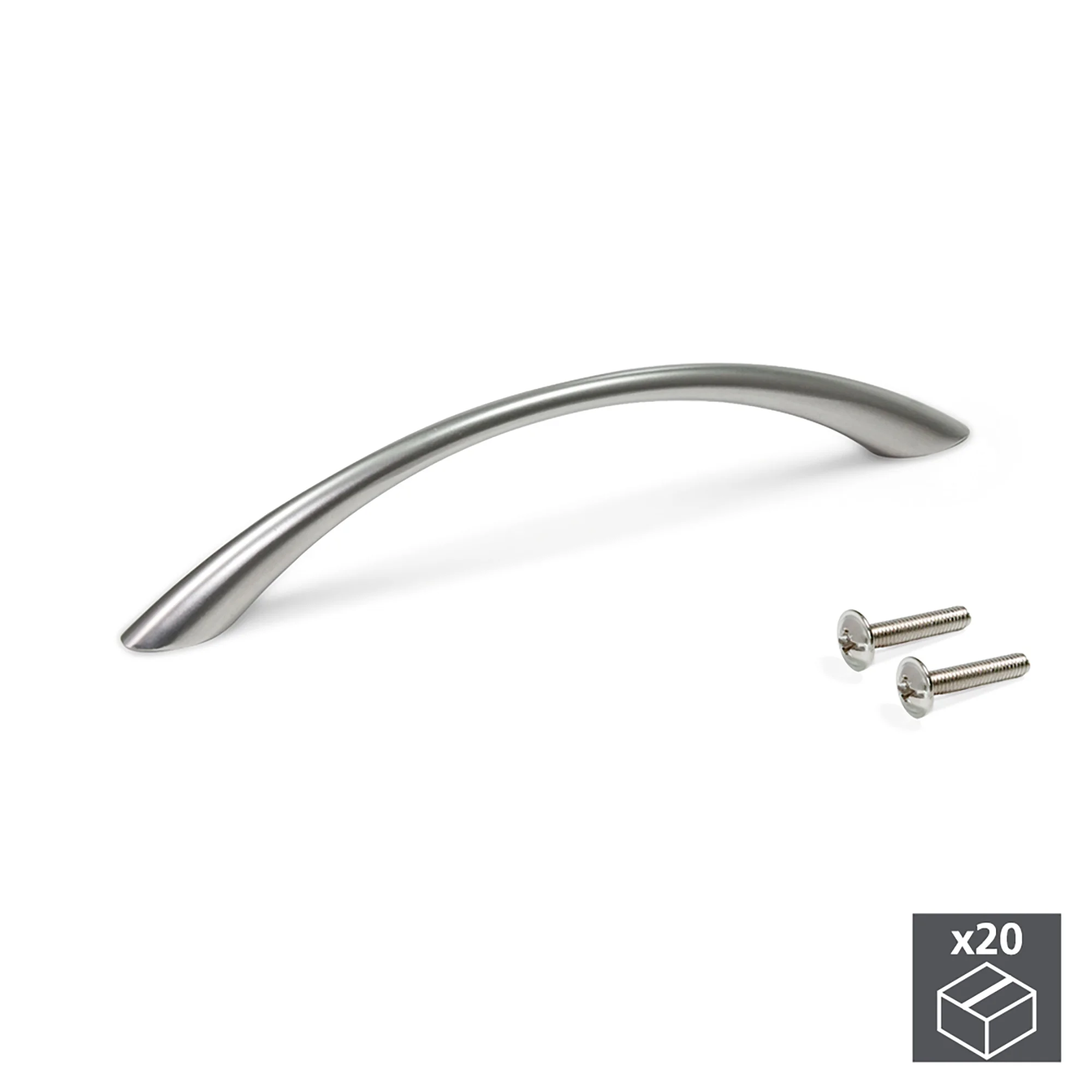 Puxadores para móvel, D. 10 mm, Aço, (160/256mm) Níquel Satinado 20 un.