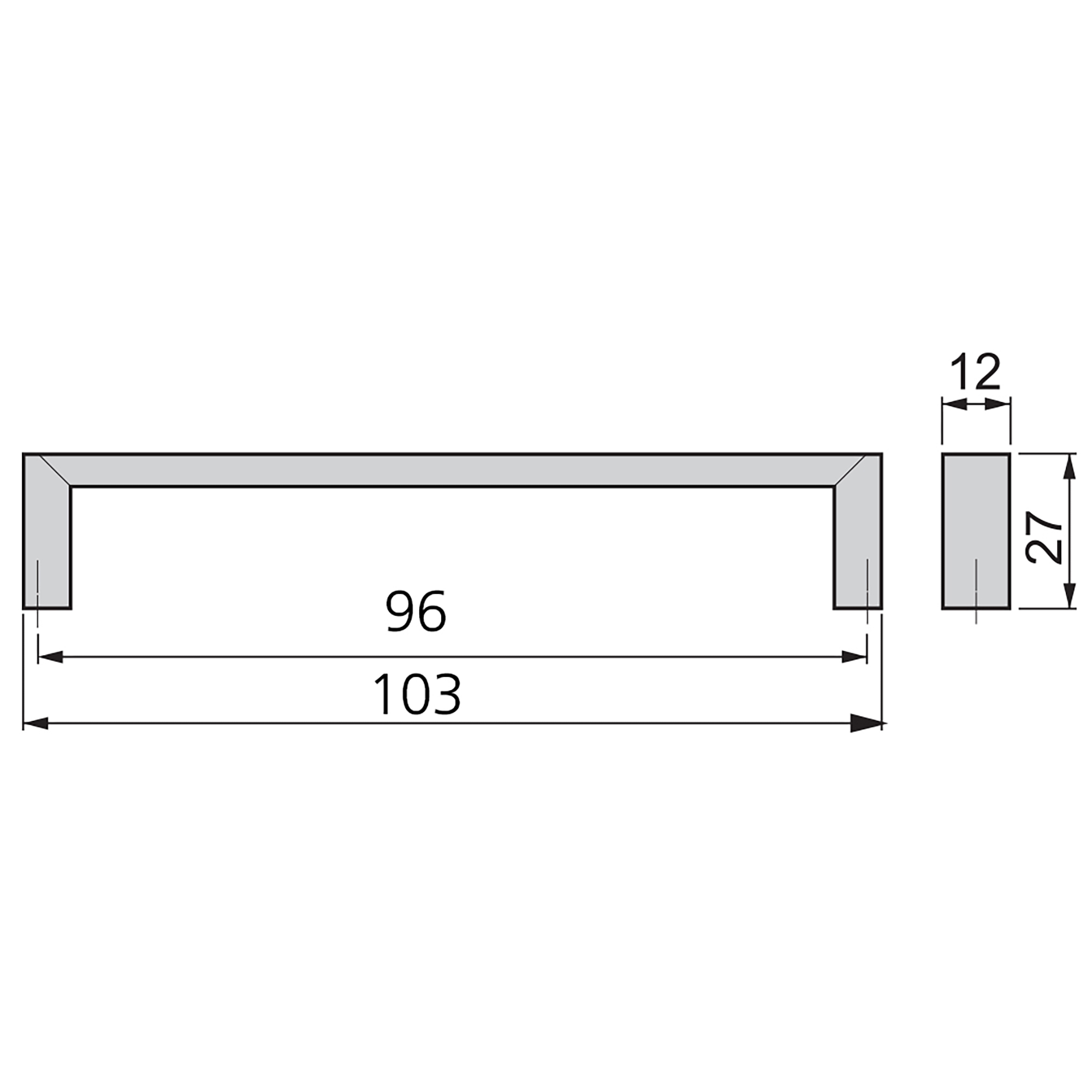 Puxador para móvel, distância entre furos de 96 mm, Zamak, Níquel satinado, 25 un. - Image 2