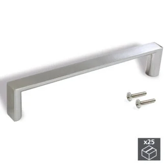 Puxador para móvel, distância entre furos de 96 mm, Zamak, Níquel satinado, 25 un.