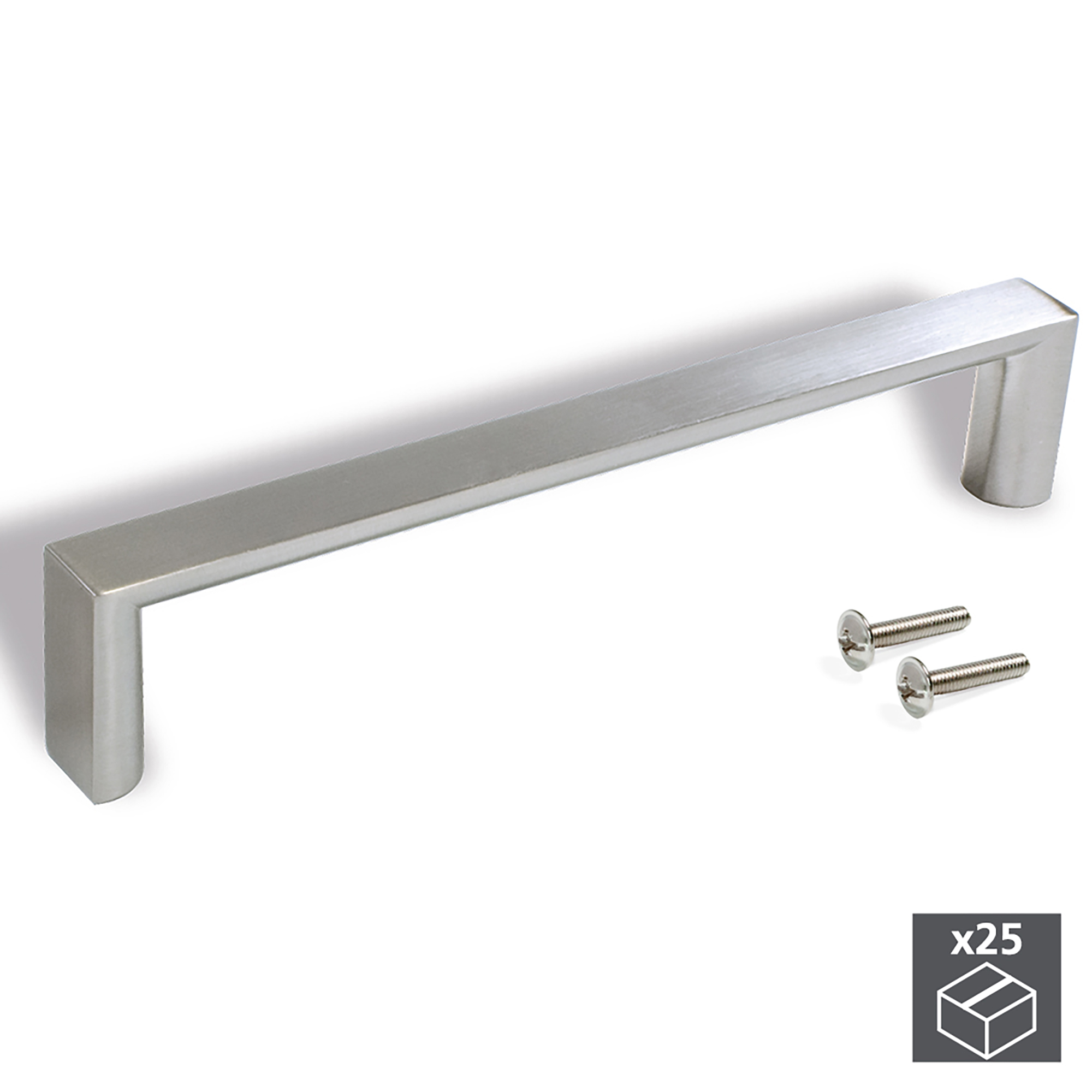 Puxador para móvel, distância entre furos de 96 mm, Zamak, Níquel satinado, 25 un.