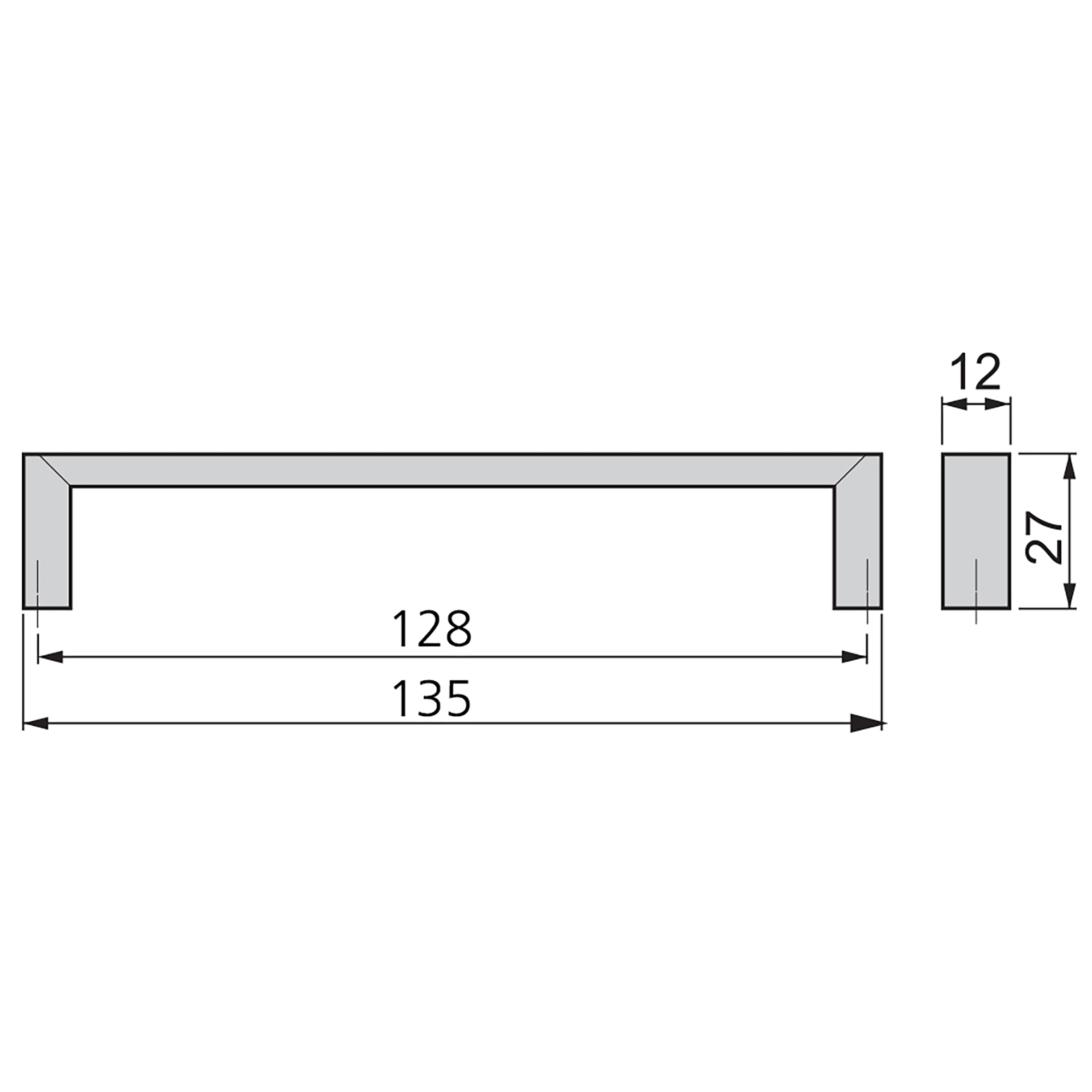 Puxador para móvel, distância entre furos de 128 mm, Zamak, Níquel Satinado, 25 un. - Image 2