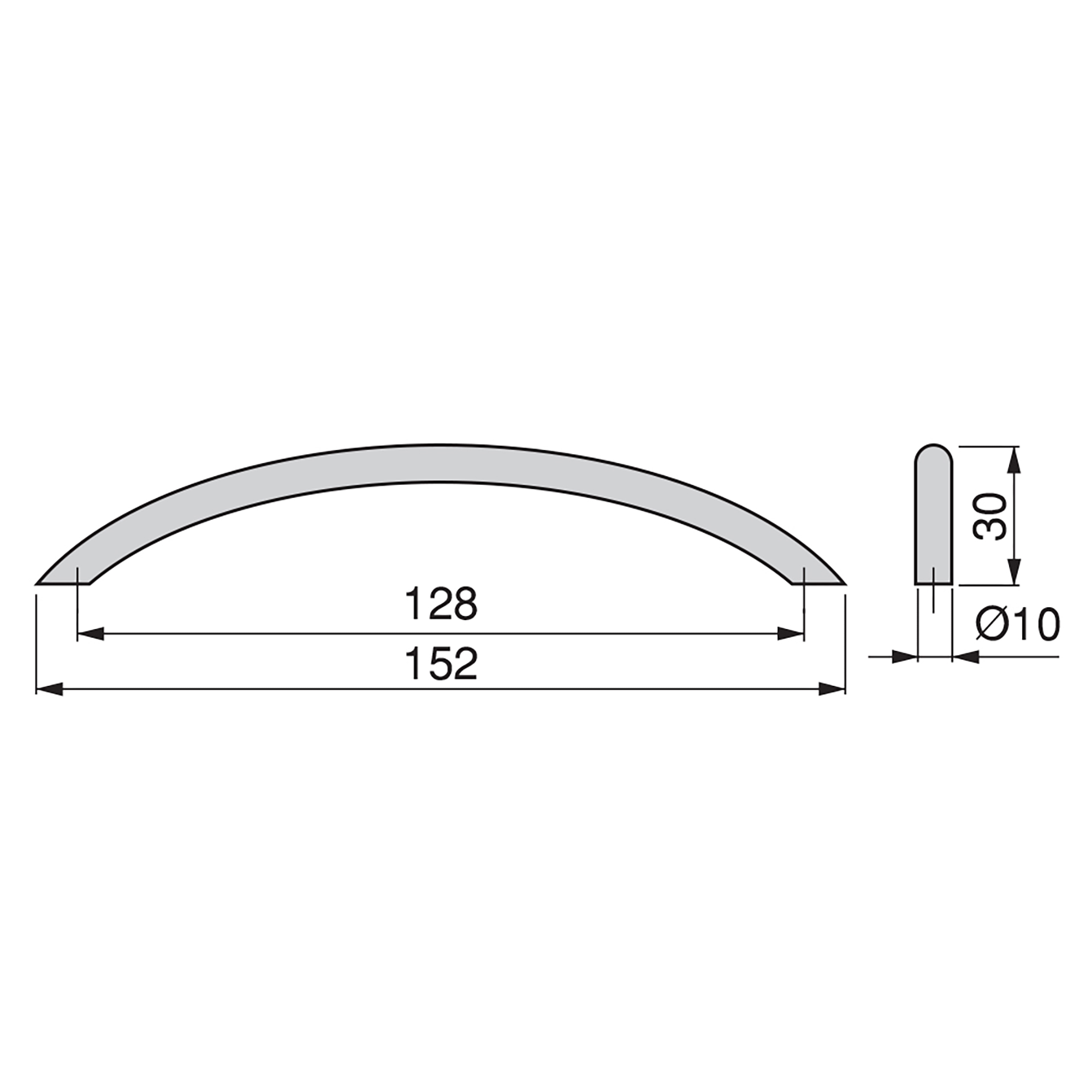 Puxadores para móvel, D. 10 mm, distância entre furos de 128 mm, Aço, Níquel satinado, 25 un. - Image 3