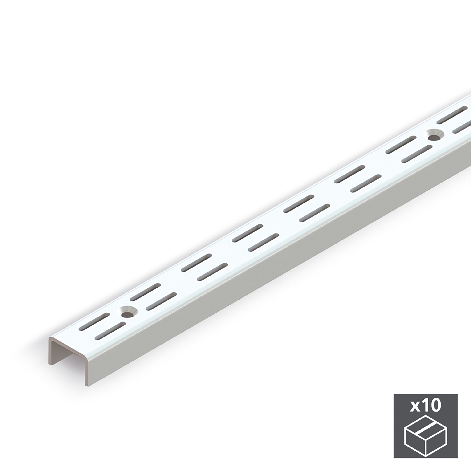 Perfis de roupeio, ranhura dupla, paso 32 mm, 951 mm, Aço, Branco, 10 un.