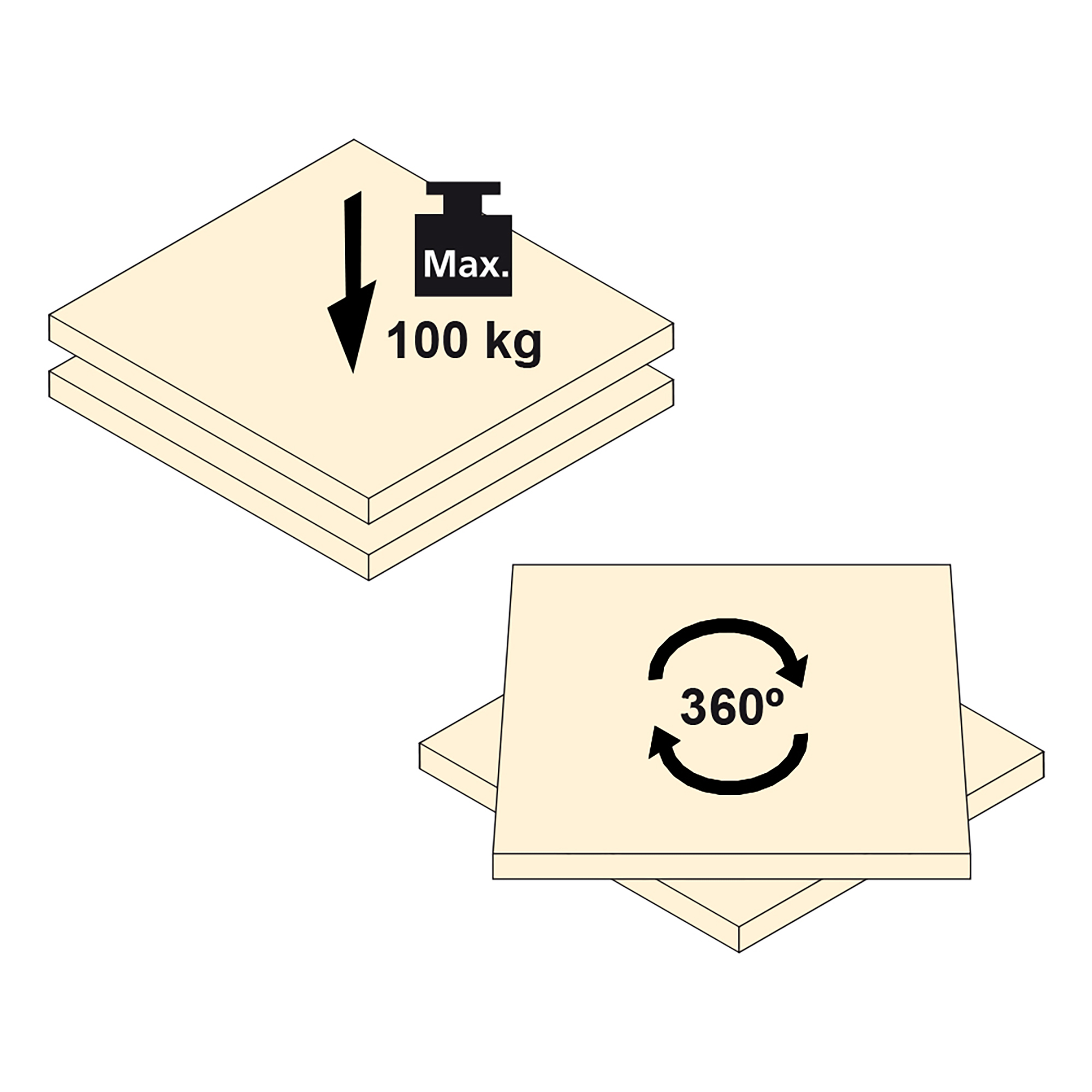 Base giratória TV, Carga 100 Kg, Aço, Negro - Image 3
