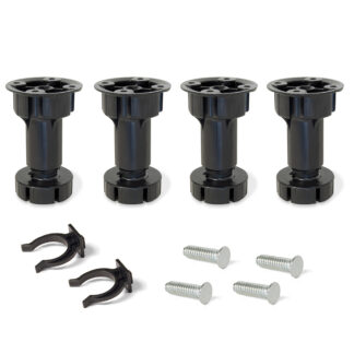 Pés reguláveis com base pré-montada para móvel, reguláveis, Plástico Preto, 10 kits