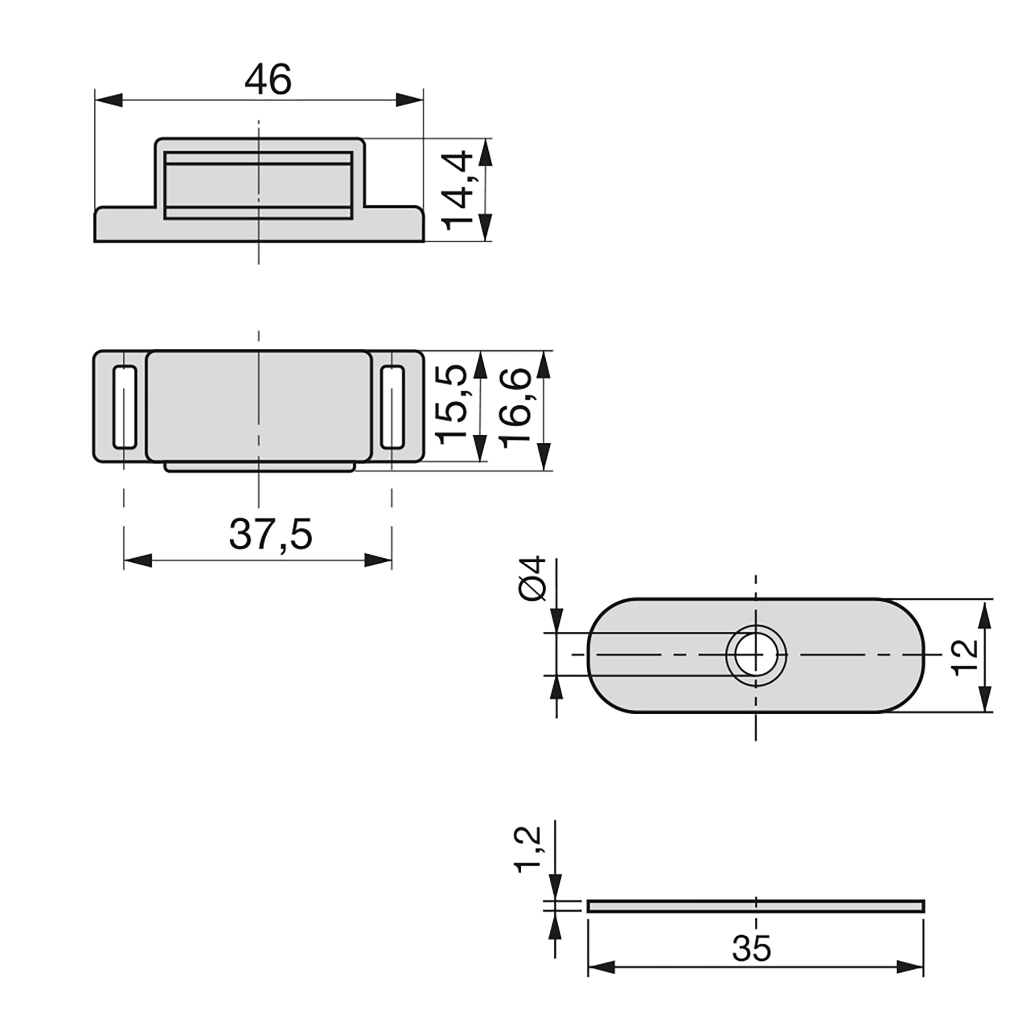 Fecho magnético para portas, Aço e plástico, Branco, 20 un. - Image 3