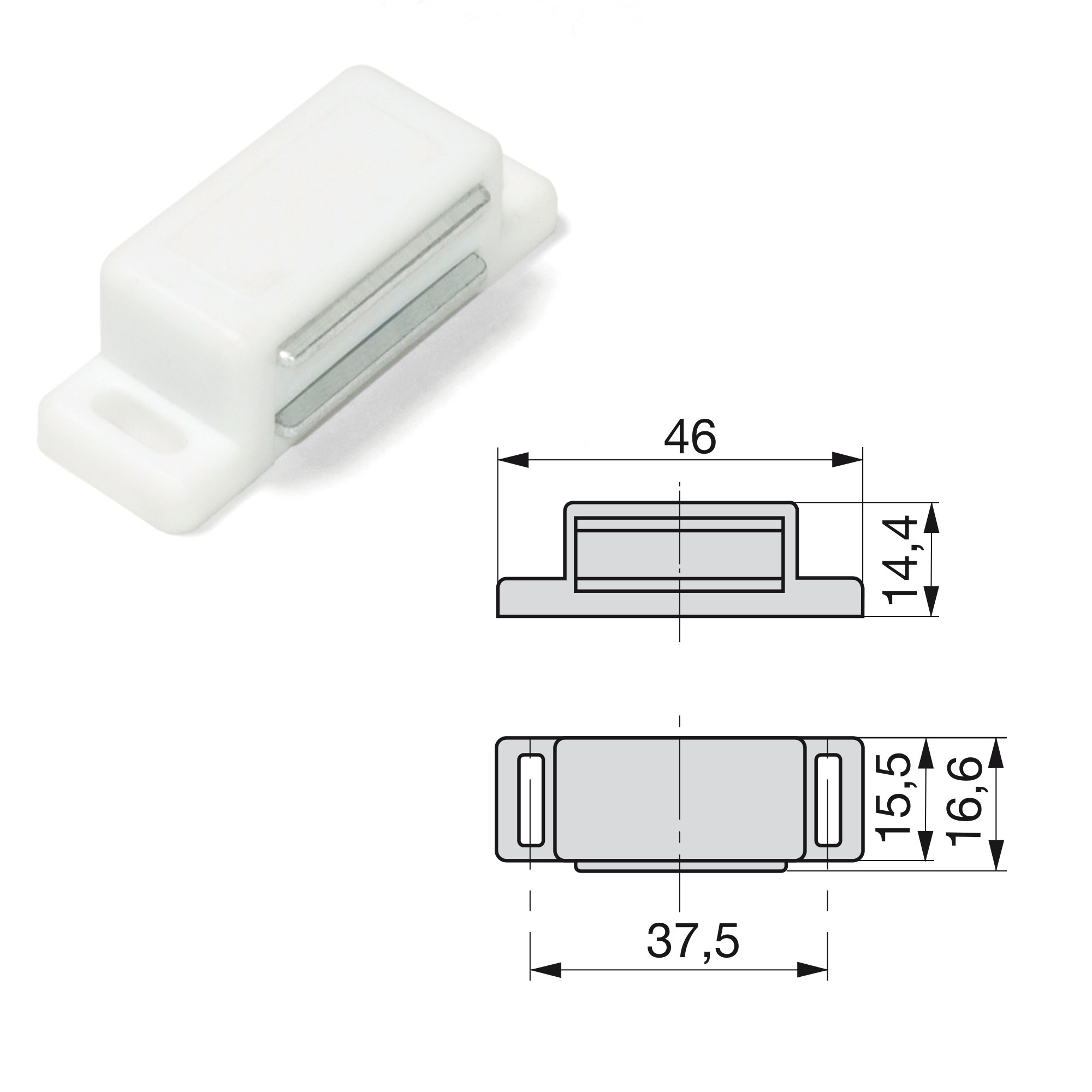 Fecho magnético para portas, Aço e plástico, Branco, 20 un. - Image 6