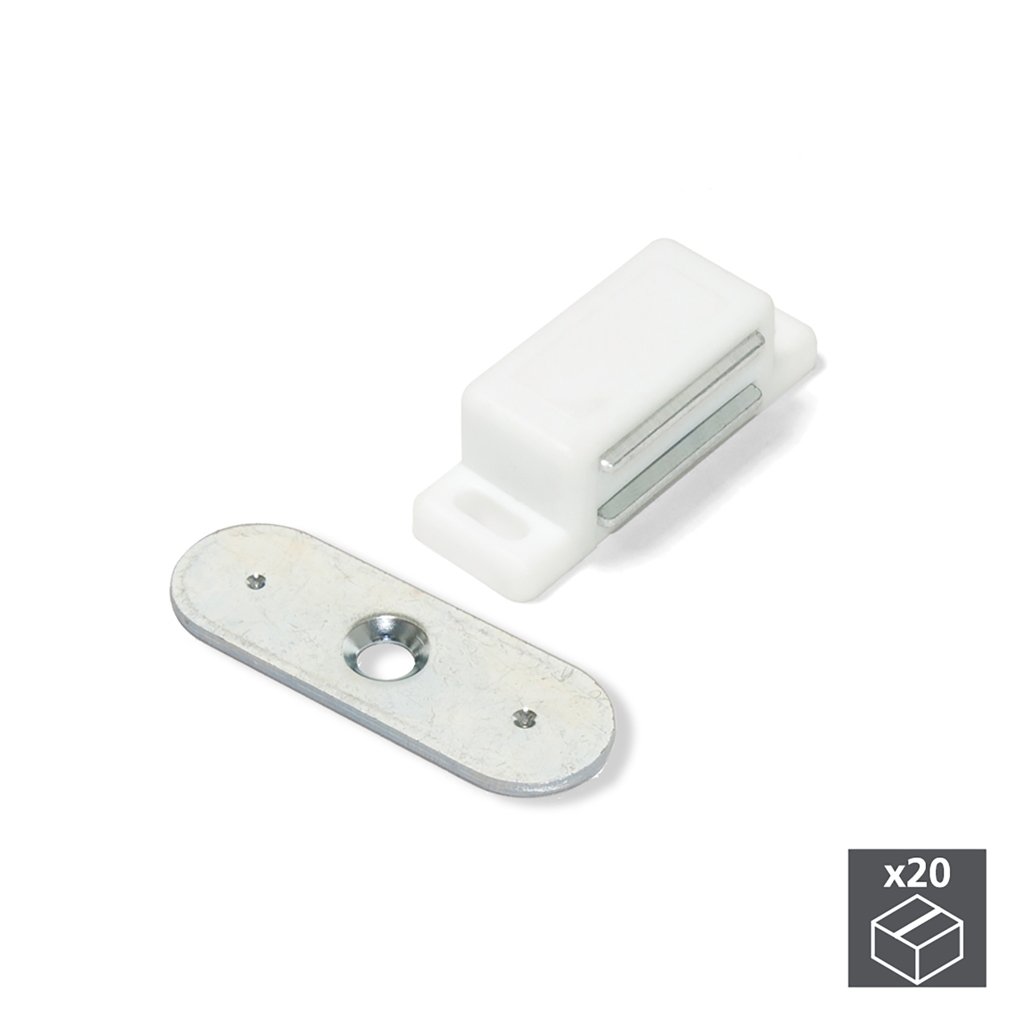 Fecho magnético para portas, Aço e plástico, Branco, 20 un. - Image 2