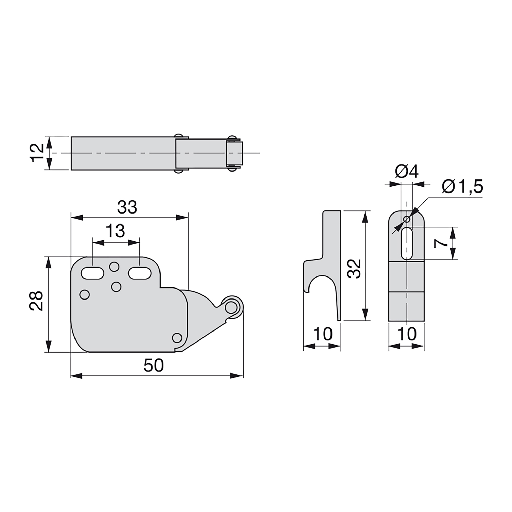 Fecho vaivém para móveis, Aço e plástico, Branco, 10 un. - Image 3