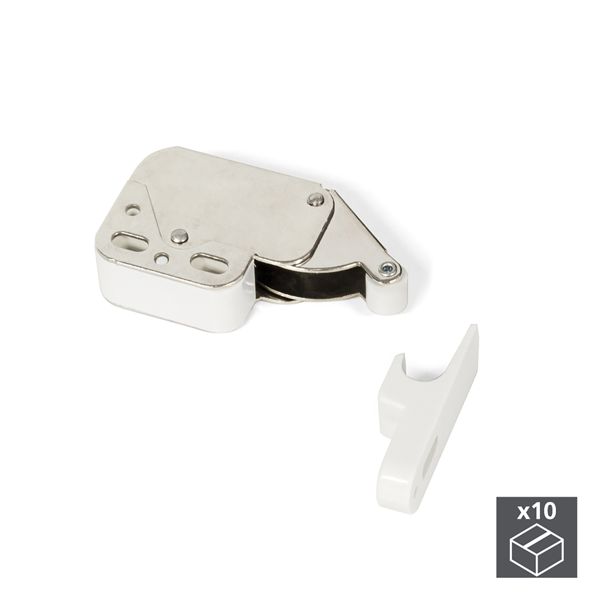 Fecho vaivém para móveis, Aço e plástico, Branco, 10 un. - Image 2