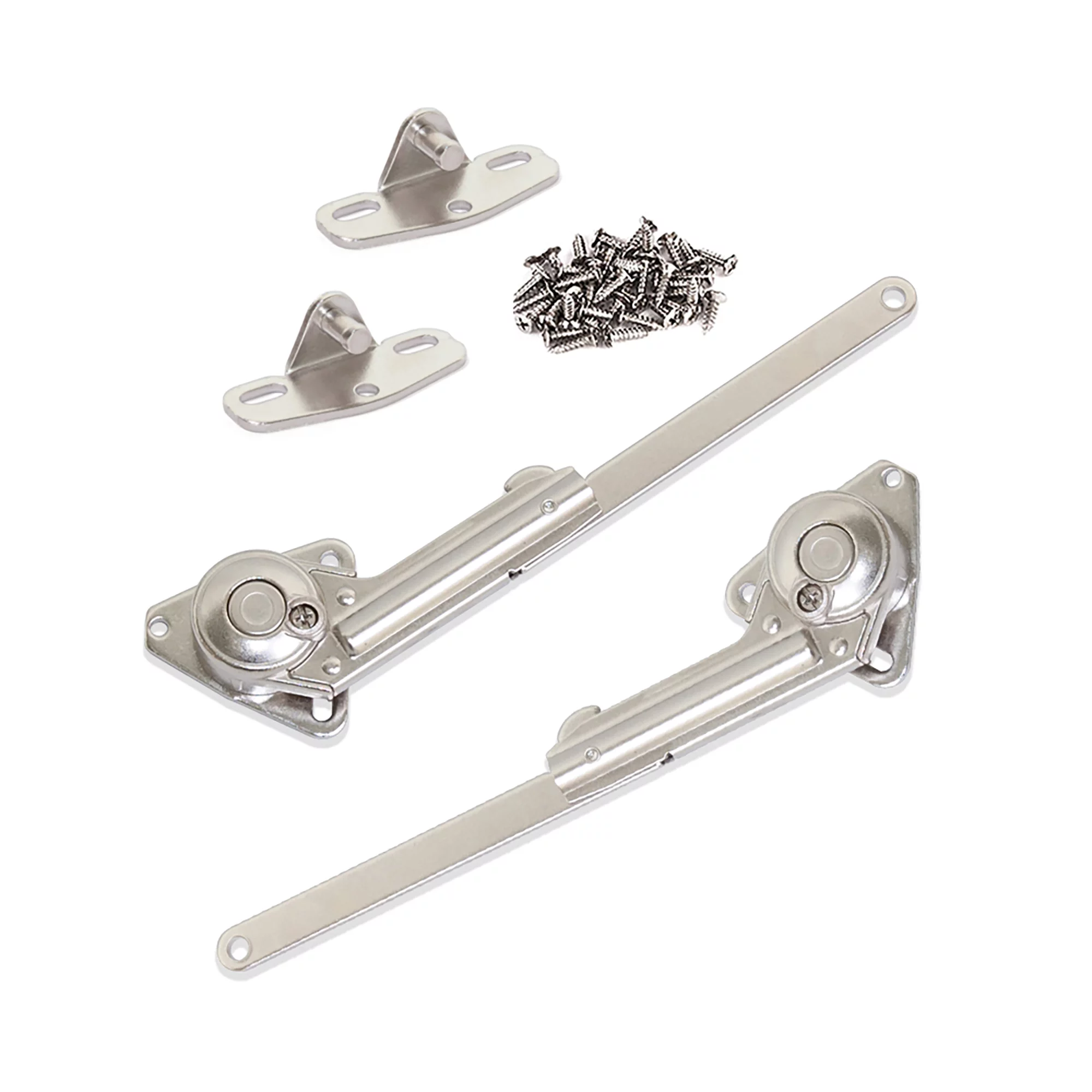 Jogo de compassos para portas elevatórias, força 20-70 kg x cm, Aço e Zamak, Niquelado