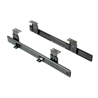 Jogo de corrediças porta-teclado de rolamentos, altura regulavél, Aço, Negro