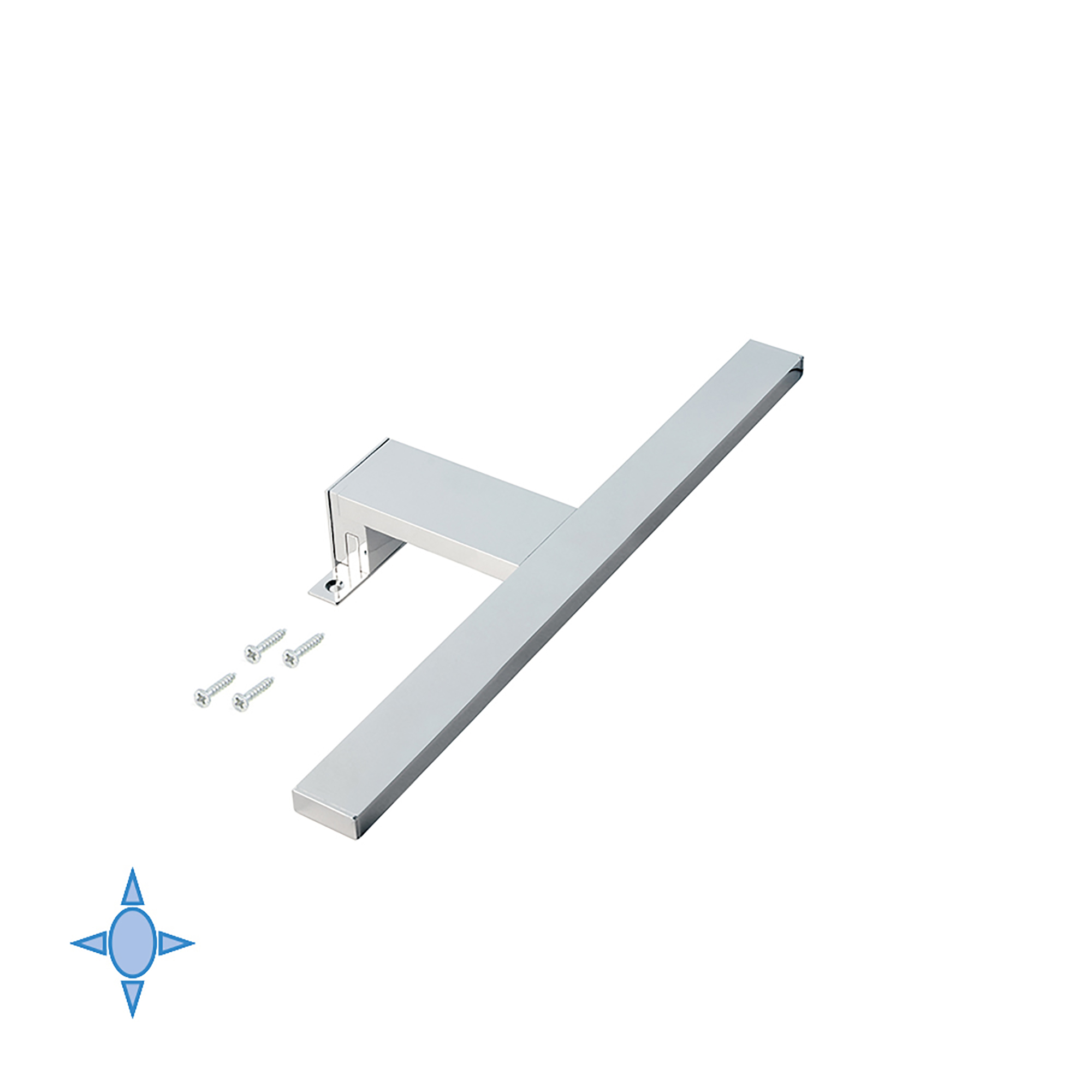 Sistema de iluminação LED para espelho do banho, 300 mm, IP44, luz branca fria, Alumínio e plástico, Cromado - Image 2