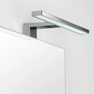 Sistema de iluminação LED para espelho de banho, 450 mm, IP44, luz branca fria, Alumínio e plástico, Cromado