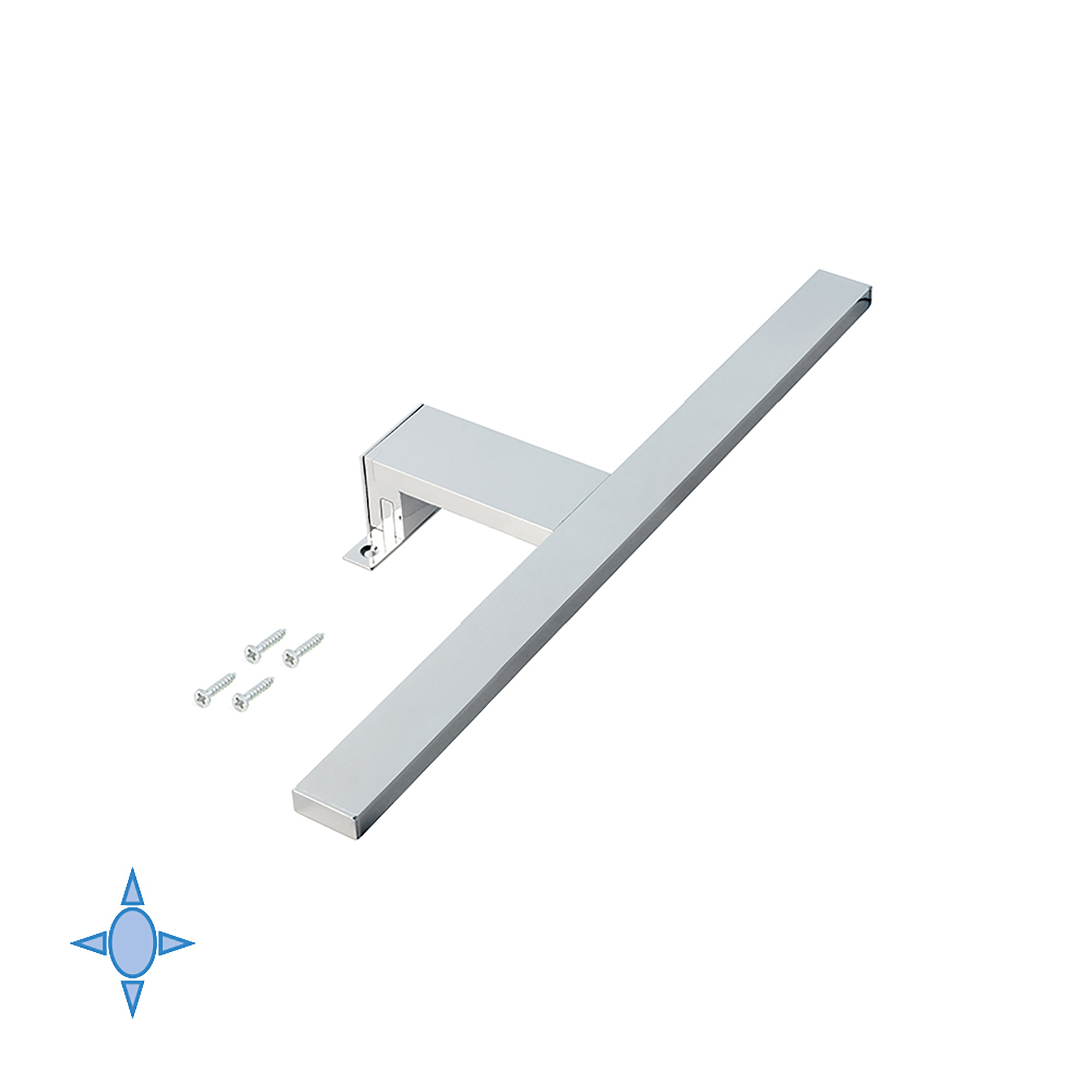 Sistema de iluminação LED para espelho de banho, 450 mm, IP44, luz branca fria, Alumínio e plástico, Cromado - Image 2