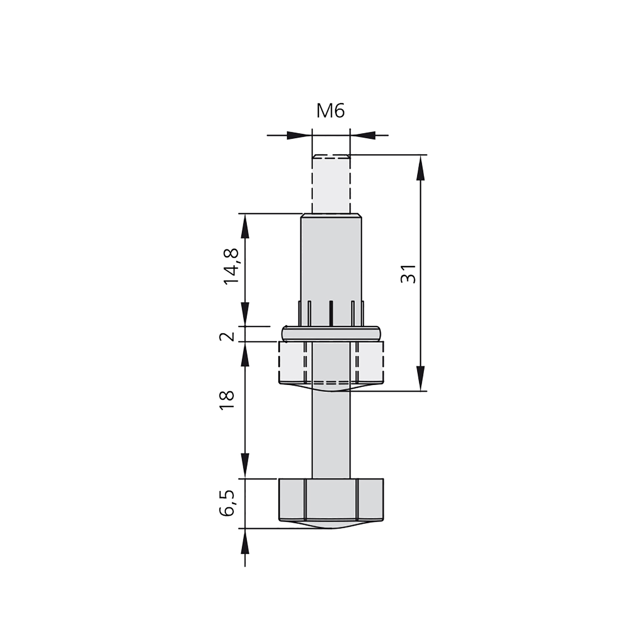 Pés nivelador para móvel, base hexagonal, M6, com porca, regulação 18 mm, Aço e plástico, 20 un. - Image 4