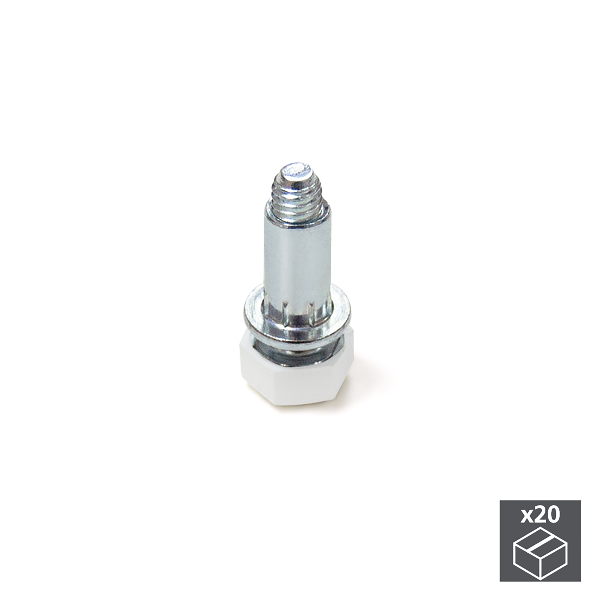 Pés nivelador para móvel, base hexagonal, M6, com porca, regulação 18 mm, Aço e plástico, 20 un.