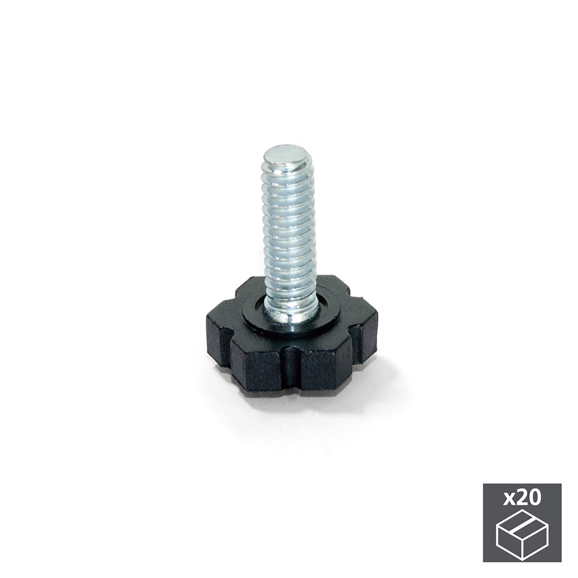 Pé nivelador para móvel, base hexagonal, M6, altura (20/25/30 mm), Aço e plástico, 20 unid