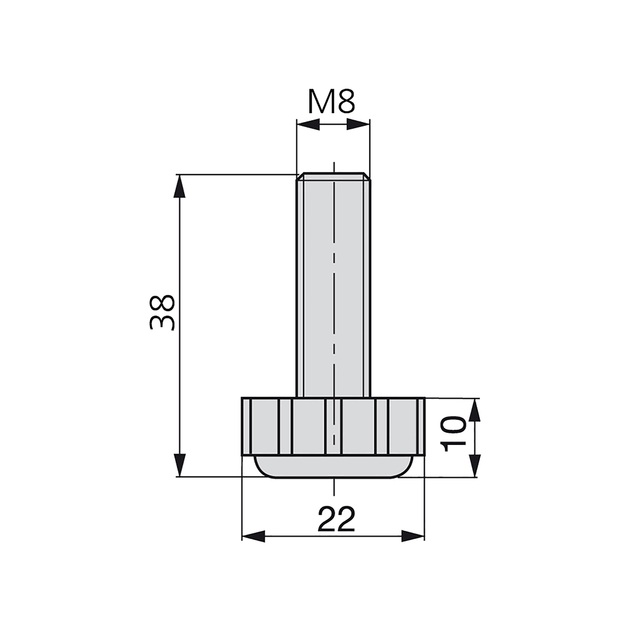 Pé nivelador para móvel, base hexagonal, M8, altura 38 mm, Aço e plástico, 20 un. - Image 5