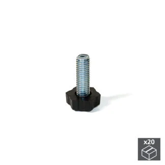 Pé nivelador para móvel, base hexagonal, M8, altura 38 mm, Aço e plástico, 20 un.