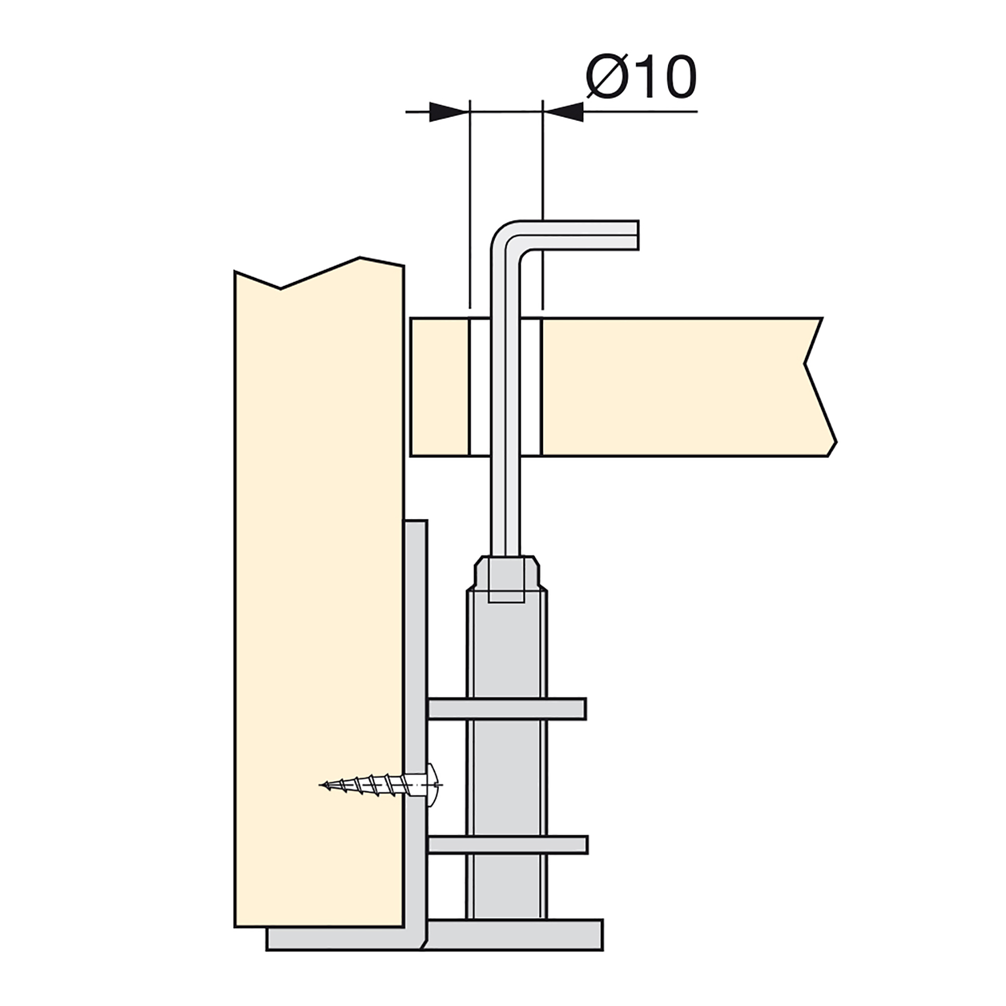 Nivelador para móvel, regulação feita lateralmente , D. 12 mm, altura 76 mm, Aço e zamak, 10 un. - Image 3