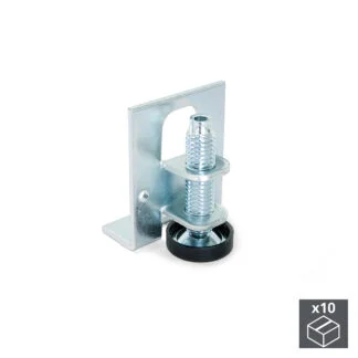 Nivelador para móvel, regulação feita lateralmente , D. 12 mm, altura 76 mm, Aço e zamak, 10 un.