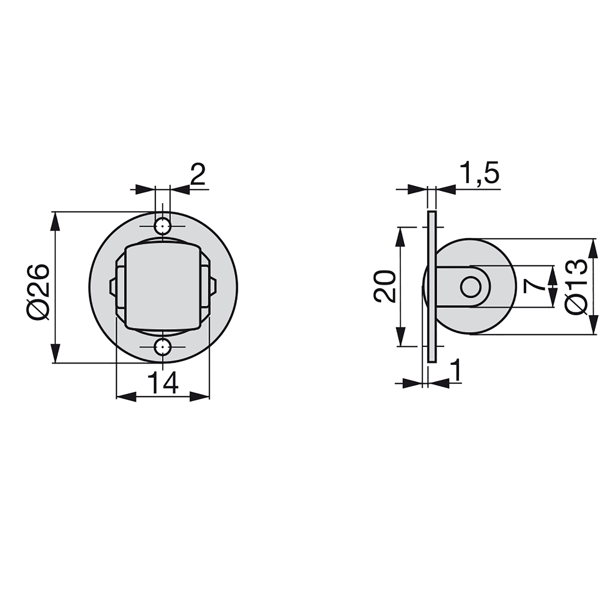 Rodas para móveis, para tampa giratória, D.13 mm, Aço e plástico, 20 un. - Image 2