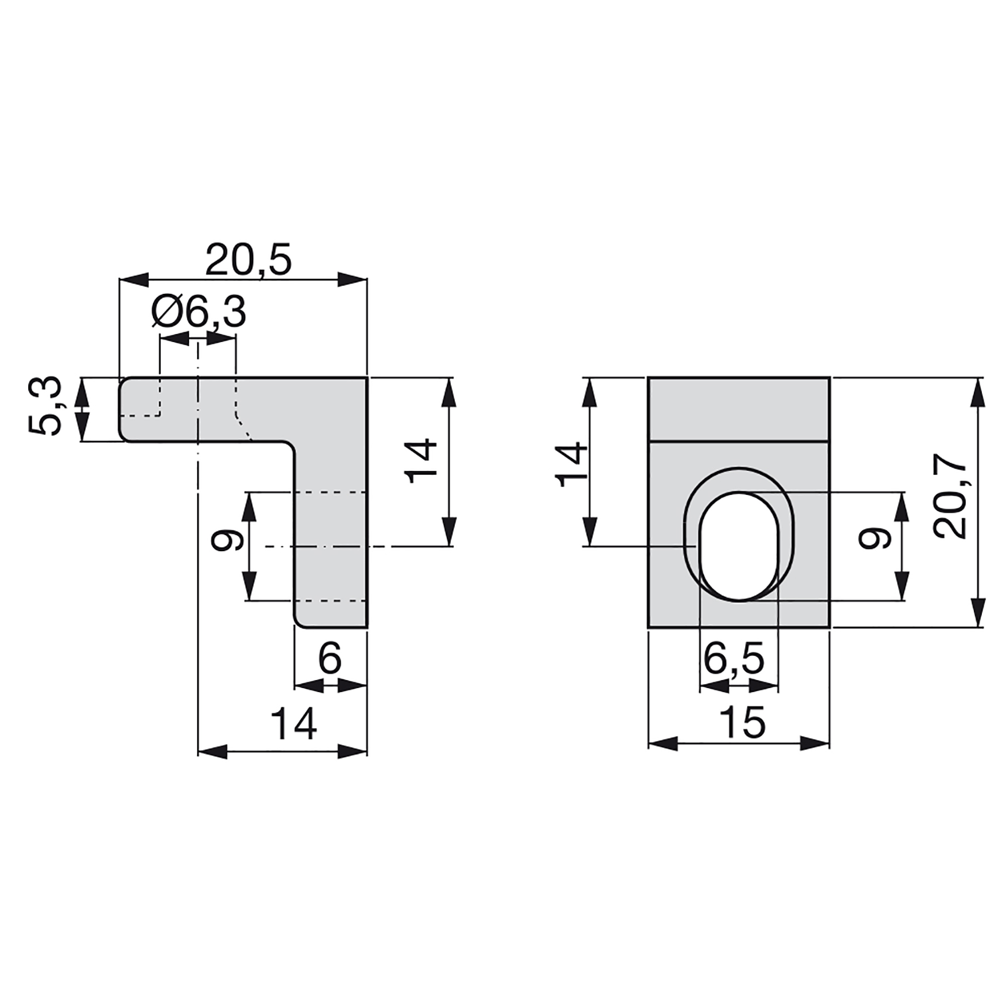 Esquadro de união para móveis, 20,5 x 20,7 mm, 2 furos, Zamak, Niquelado, 50 un. - Image 2
