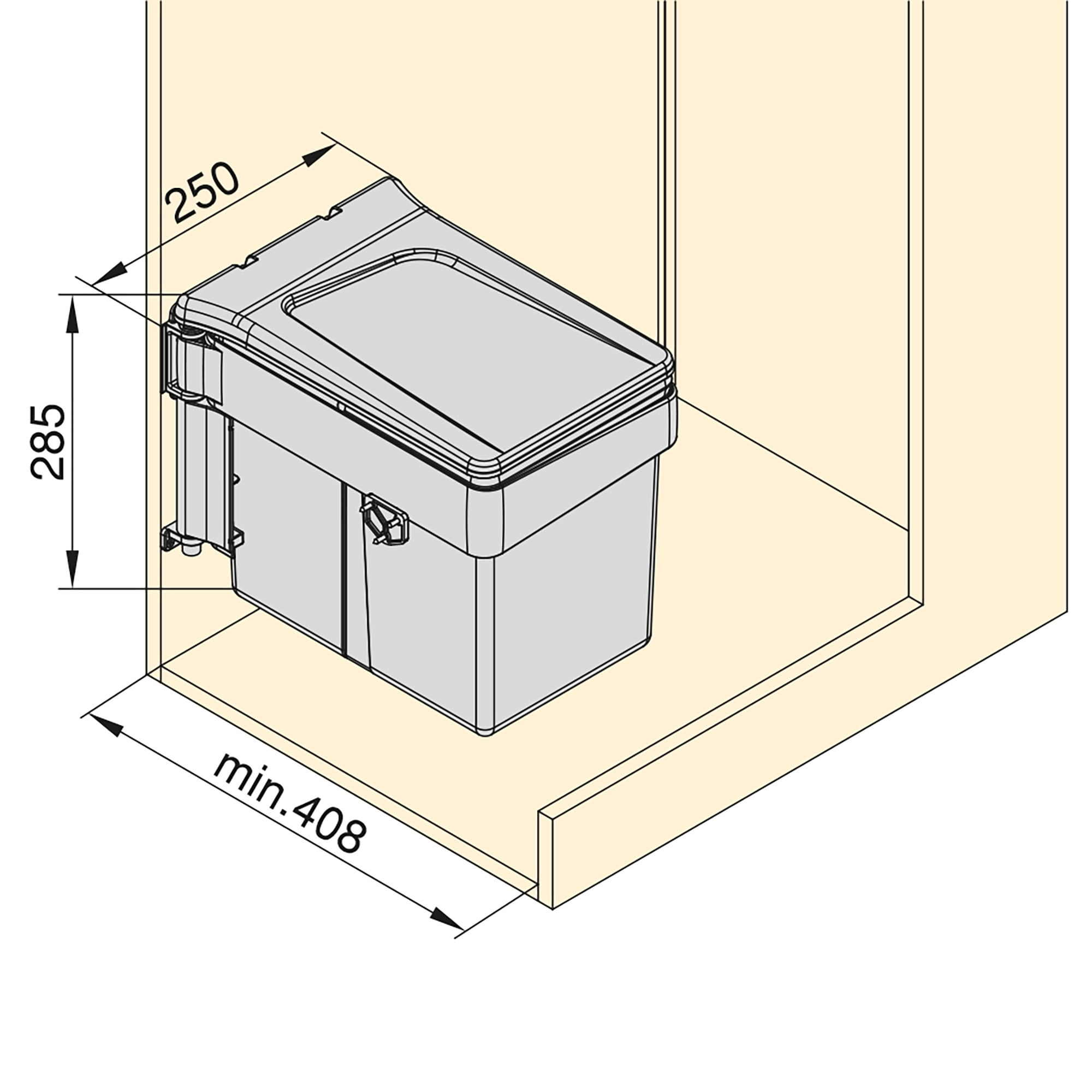 Balde do lixo de reciclagem, 15L, fixação à porta, abertura automática da tampa, Plástico, Cinza antracite - Image 6