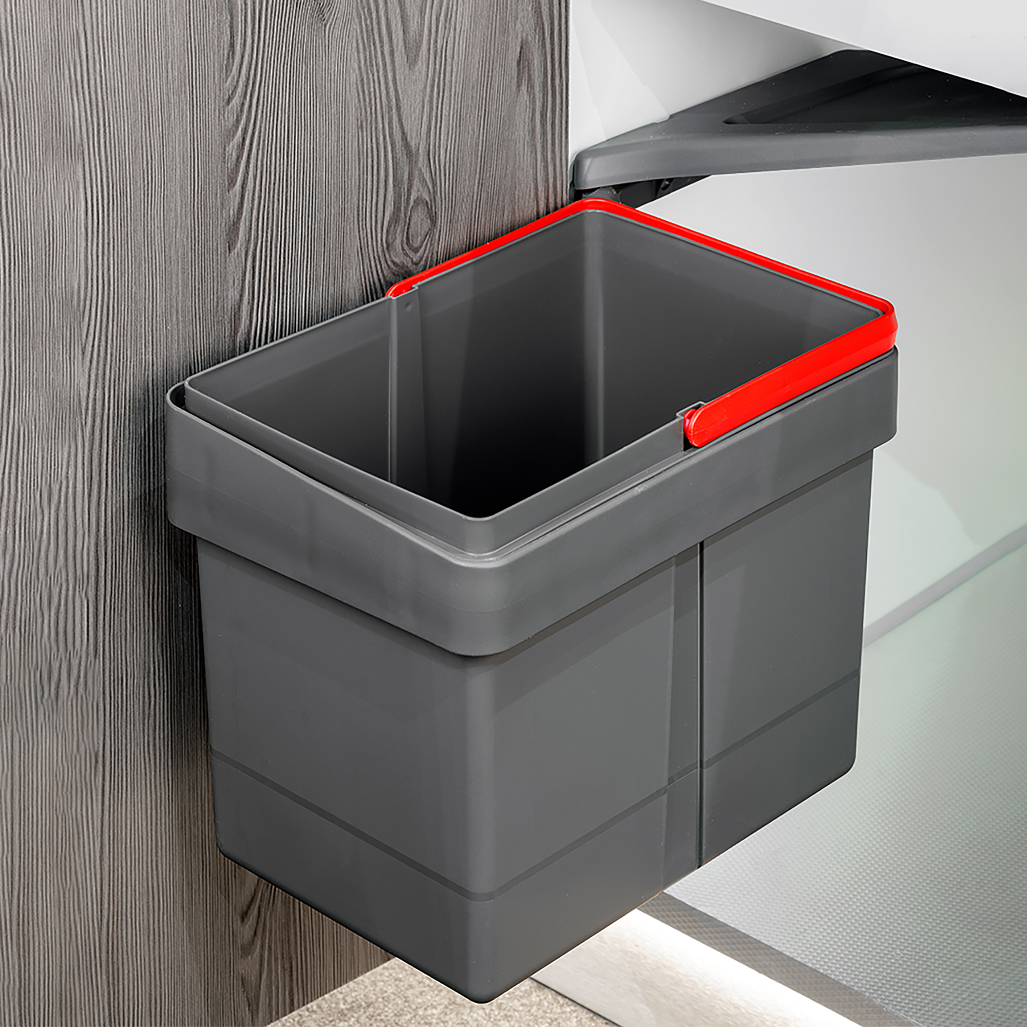 Balde do lixo de reciclagem, 15L, fixação à porta, abertura automática da tampa, Plástico, Cinza antracite - Image 2