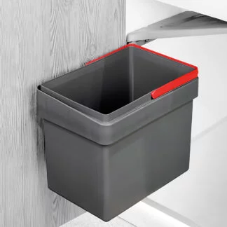 Balde do lixo de reciclagem, 15L, fixação à porta, abertura automática da tampa, Plástico, Cinza antracite