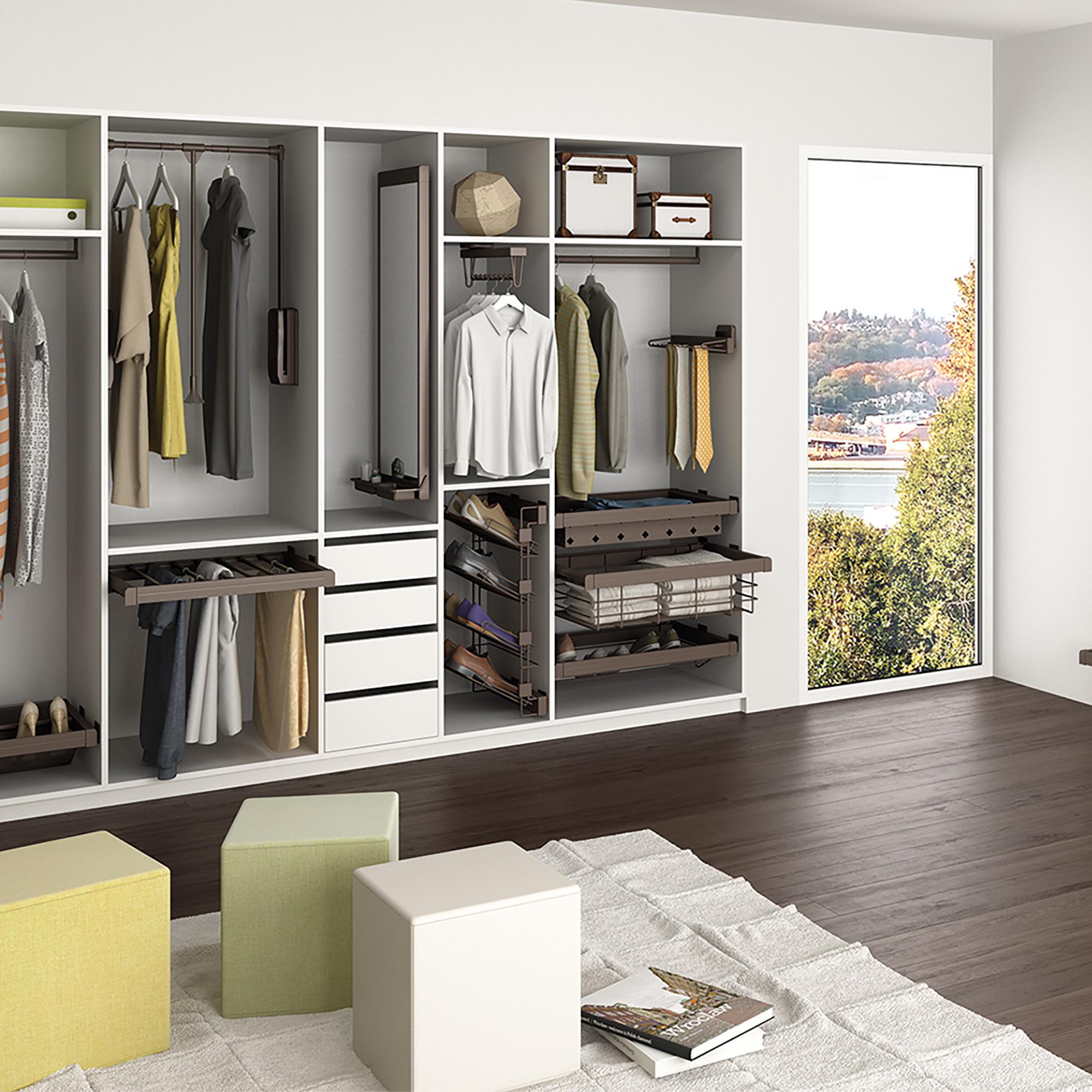 Kit cesto aramado e estrutura extensível de corrediças, regulável, Aço e aluminio, Moka - Image 3
