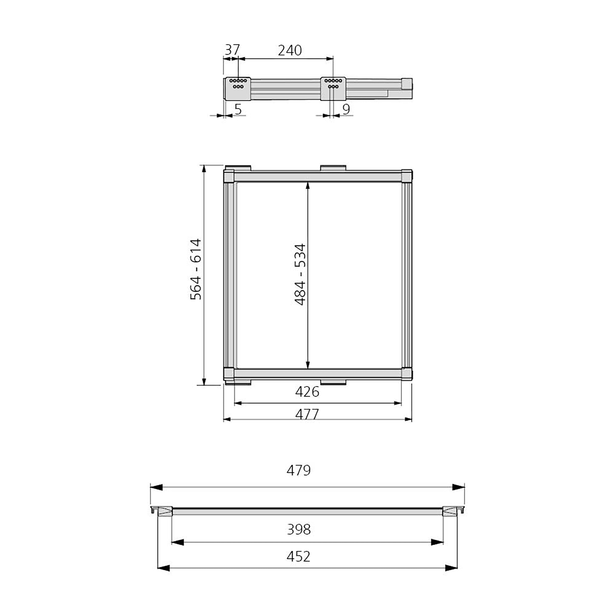Porta-calças extensível, regulável, , módulo (600/ 900) mm, 7 varetas, Alumínio e aço, Moka - Image 3