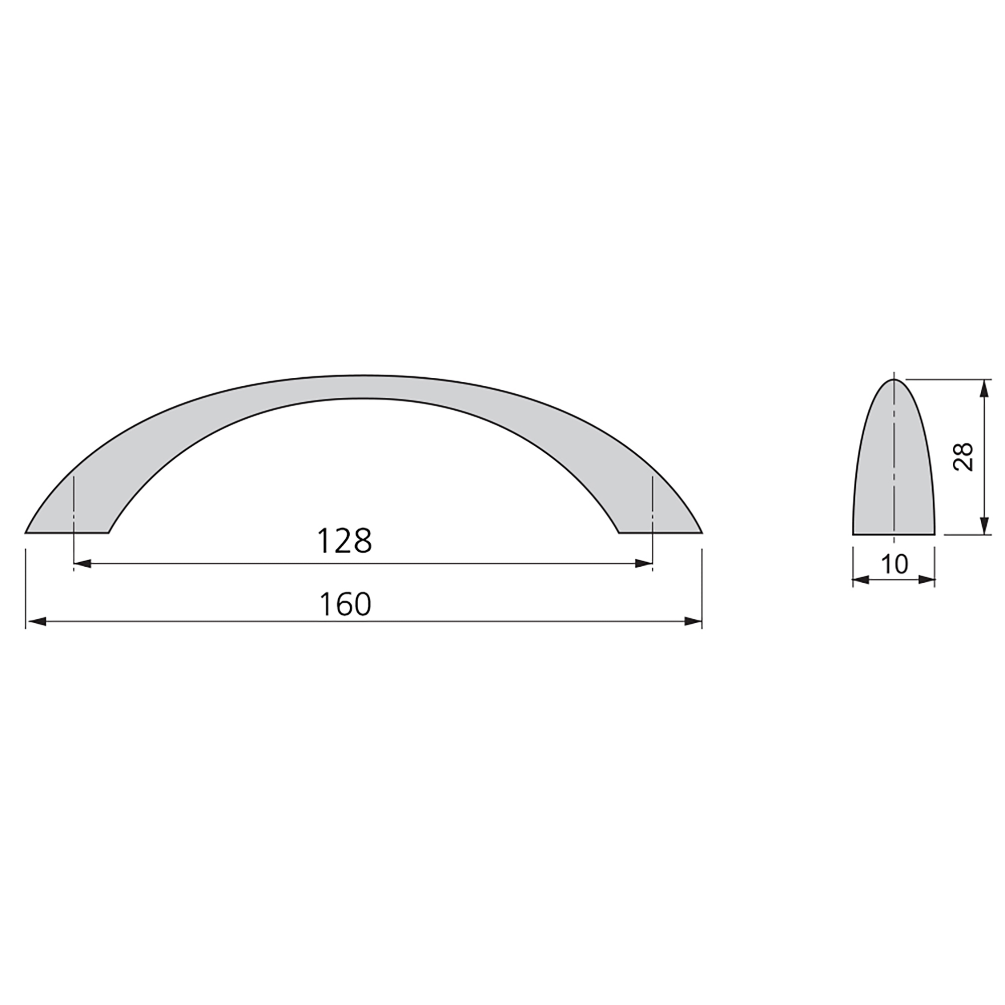 Puxador para móvel, com distância entre furos de 128 mm, Zamak, Cinza metalizado - Image 3