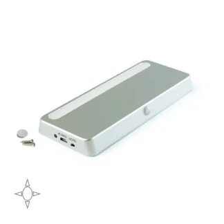 Luz LED recarregável, sensor movimento, Luz branca natural, Plástico, Cinza metalizado