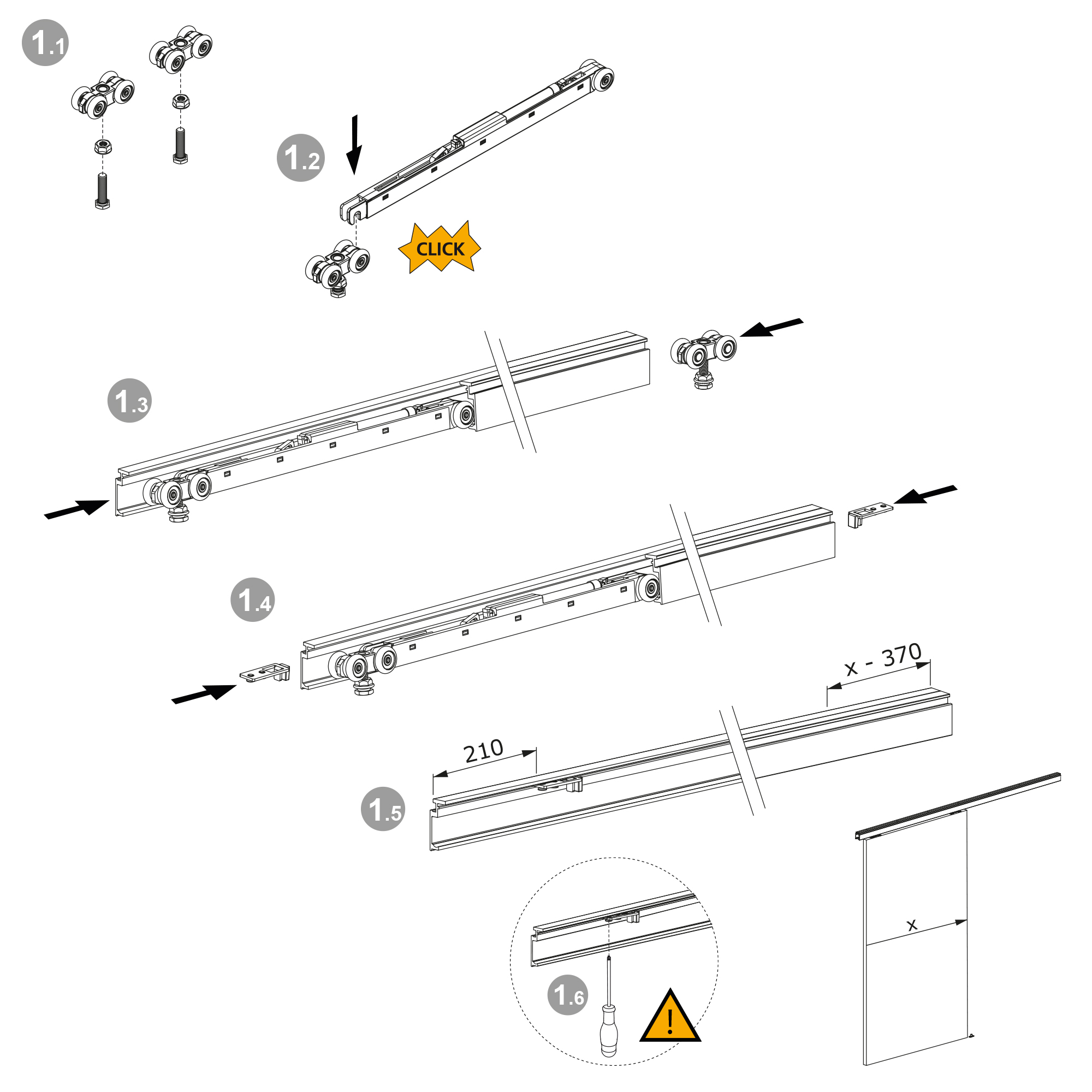 Sistema para portas de correr suspensas de madeira, com fecho suave, 80 Kg, alumínio anodizado. - Image 3