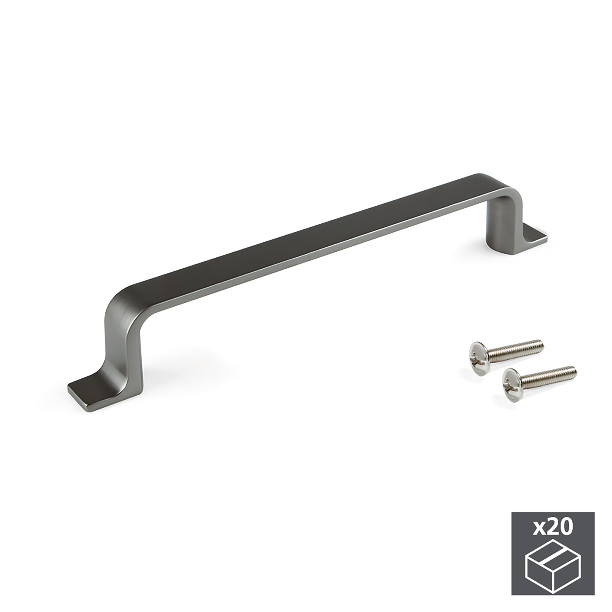 Puxador para móvel, distância entre furos de 128 mm, Zamak, Titânio, 20 un.