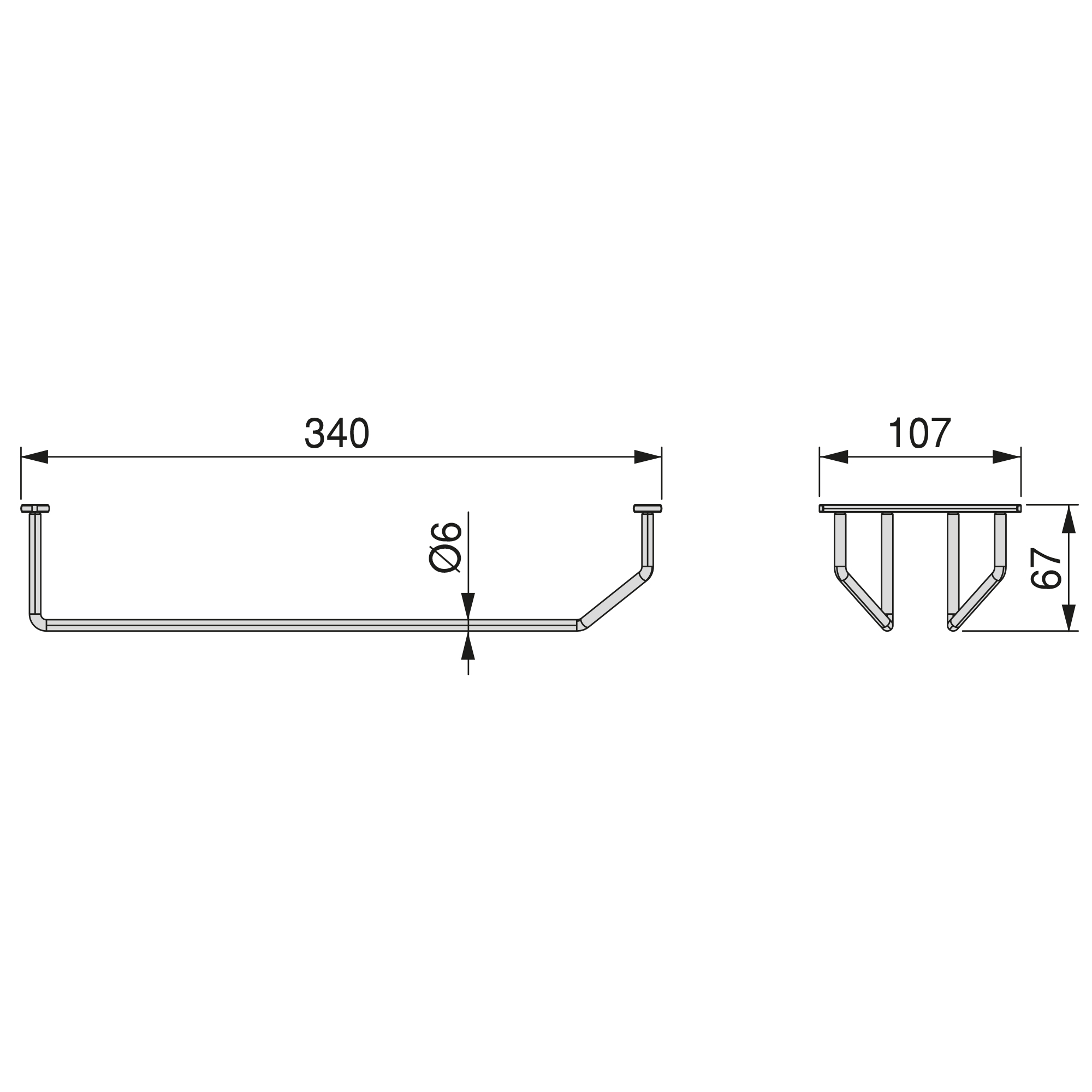 Suporte para copos, 340 mm, aço, acabamento cromado. - Image 7