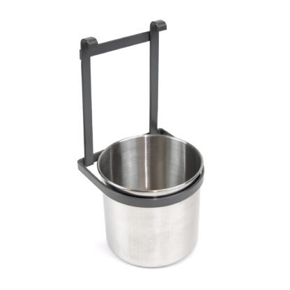 Porta-talheres de cozinha, com balde cromado, para pendurar, aço, cinza antracite - FCL