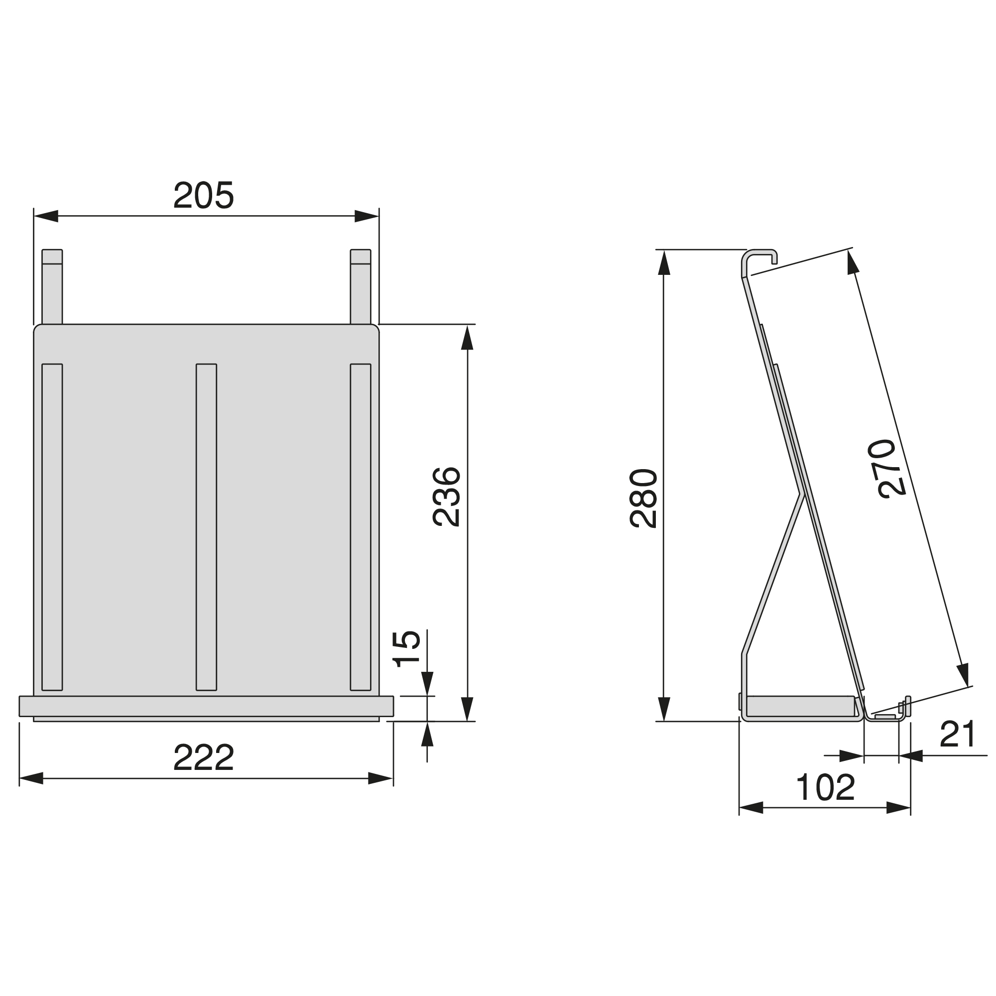 Suporte para tablet, para pendurar, aço, cinza antracite. - Image 2