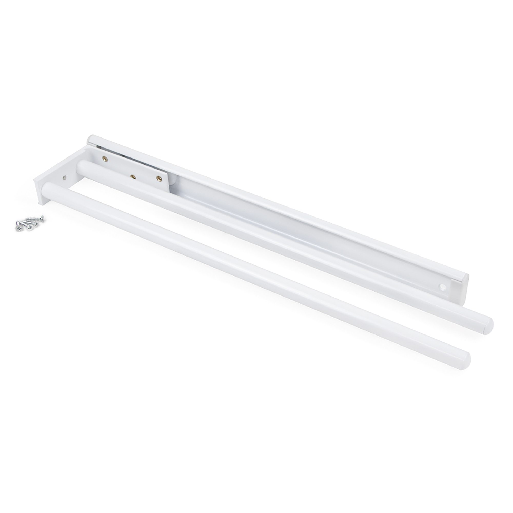 Toalheiro extensível, 2 braços, 440 mm, Alumínio, Branco