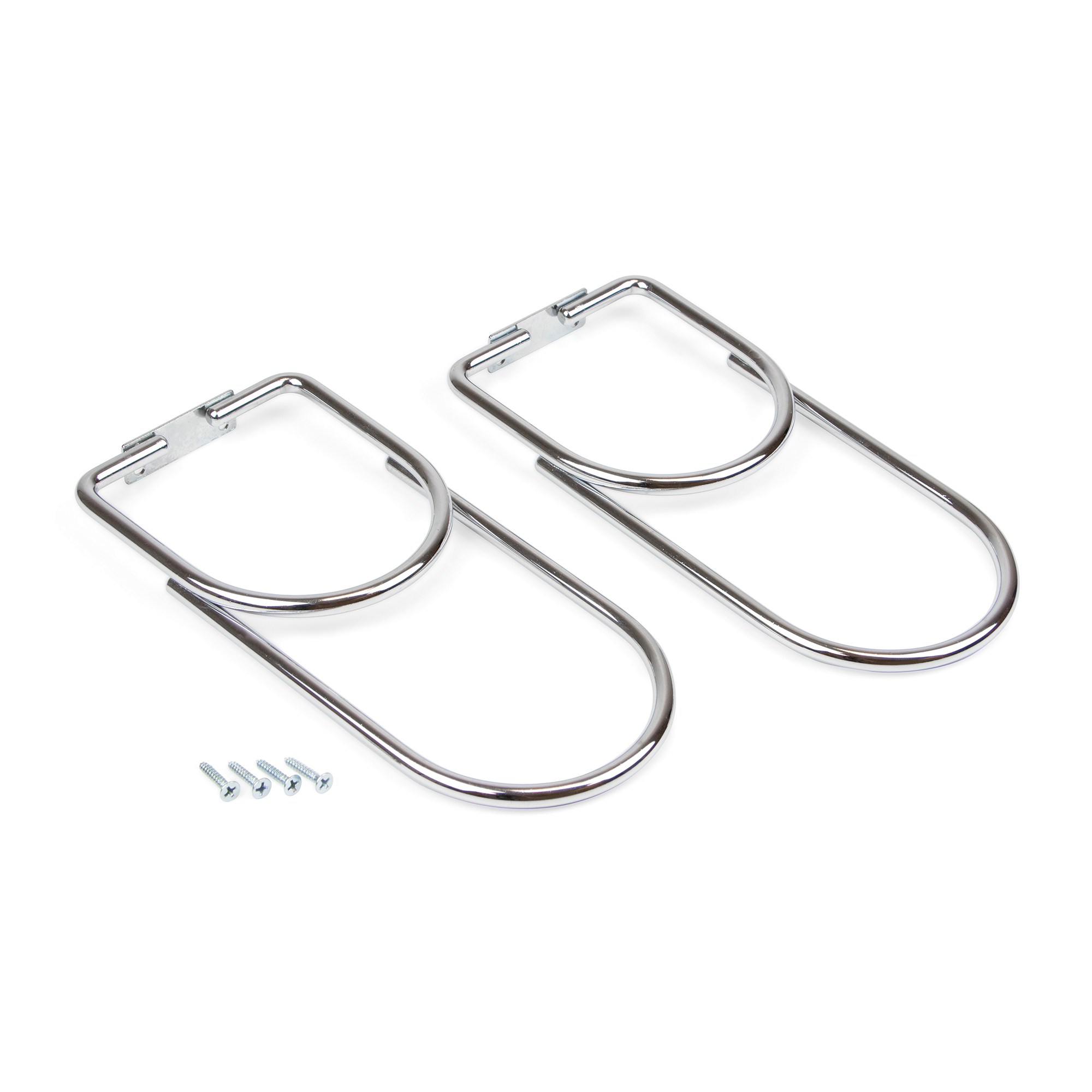 Garrafeira para móveis, fixação em prateleira, 2 furos, aço, cromado.
