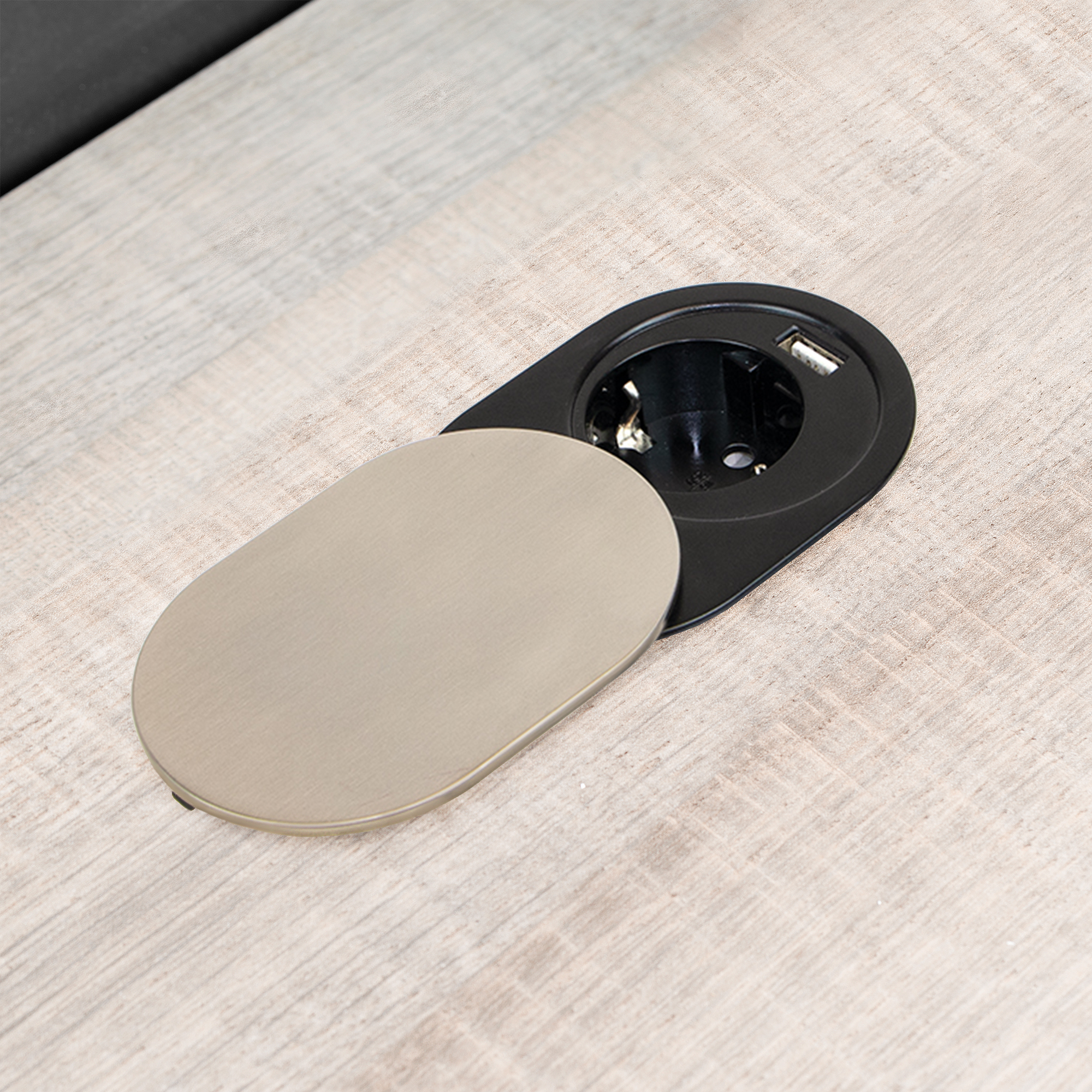 Multiconector com 1 tomada, com 1 usb, de encastrar, com tampa, Plugue tipo Schuko, Aço e Plástico, inox - Image 7
